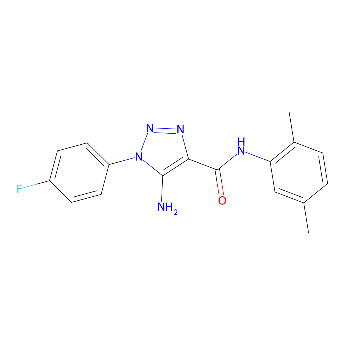 5-amino-N-(2,5-dimethylphenyl)-1-(4-fluorophenyl)-1H-1,2,3-triazole-4-carboxamide molecular structure, CAS 1032229-57-4