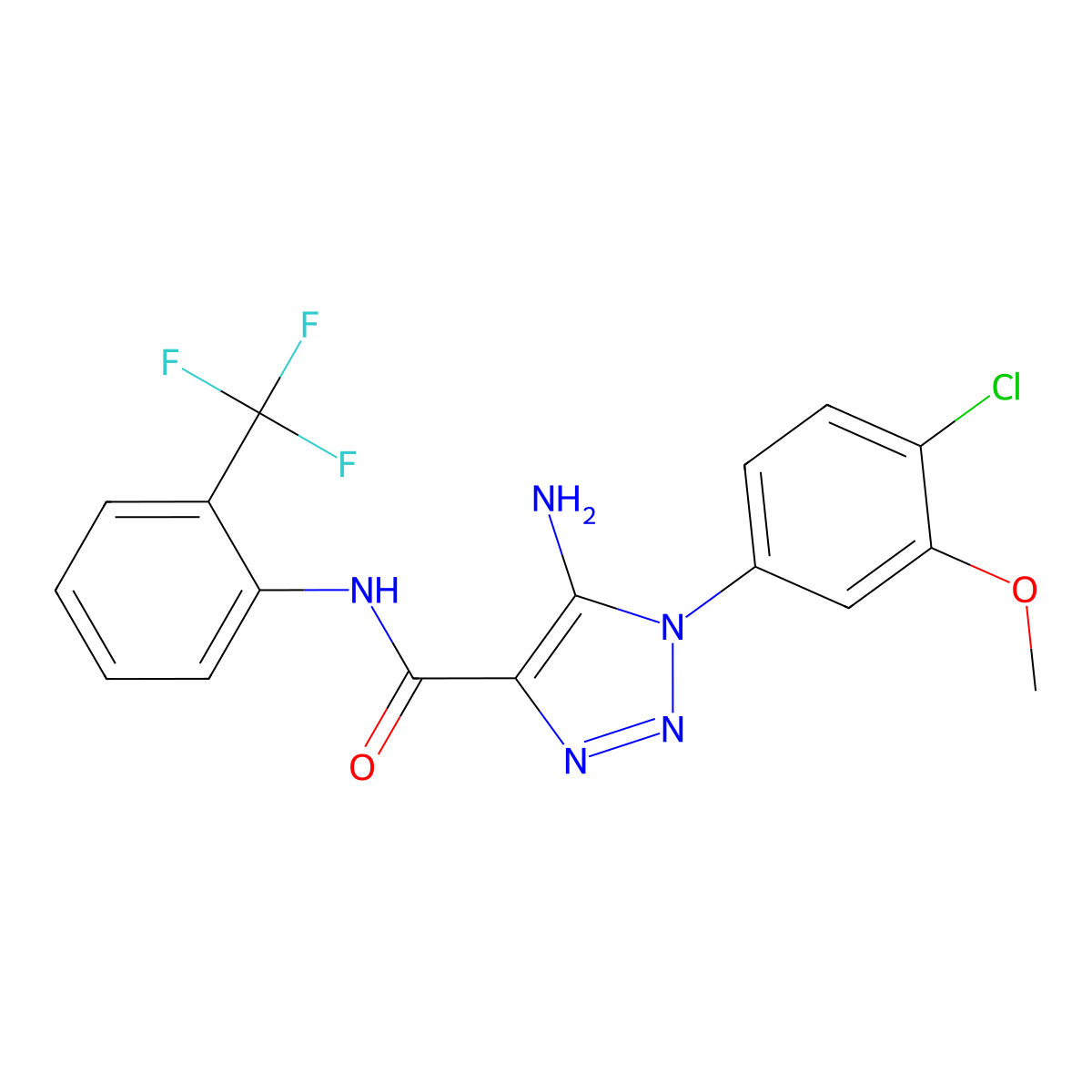 5-amino-1-(4-chloro-3-methoxyphenyl)-N-(2-(trifluoromethyl)phenyl)-1H-1,2,3-triazole-4-carboxamide molecular structure, CAS 1032229-63-2