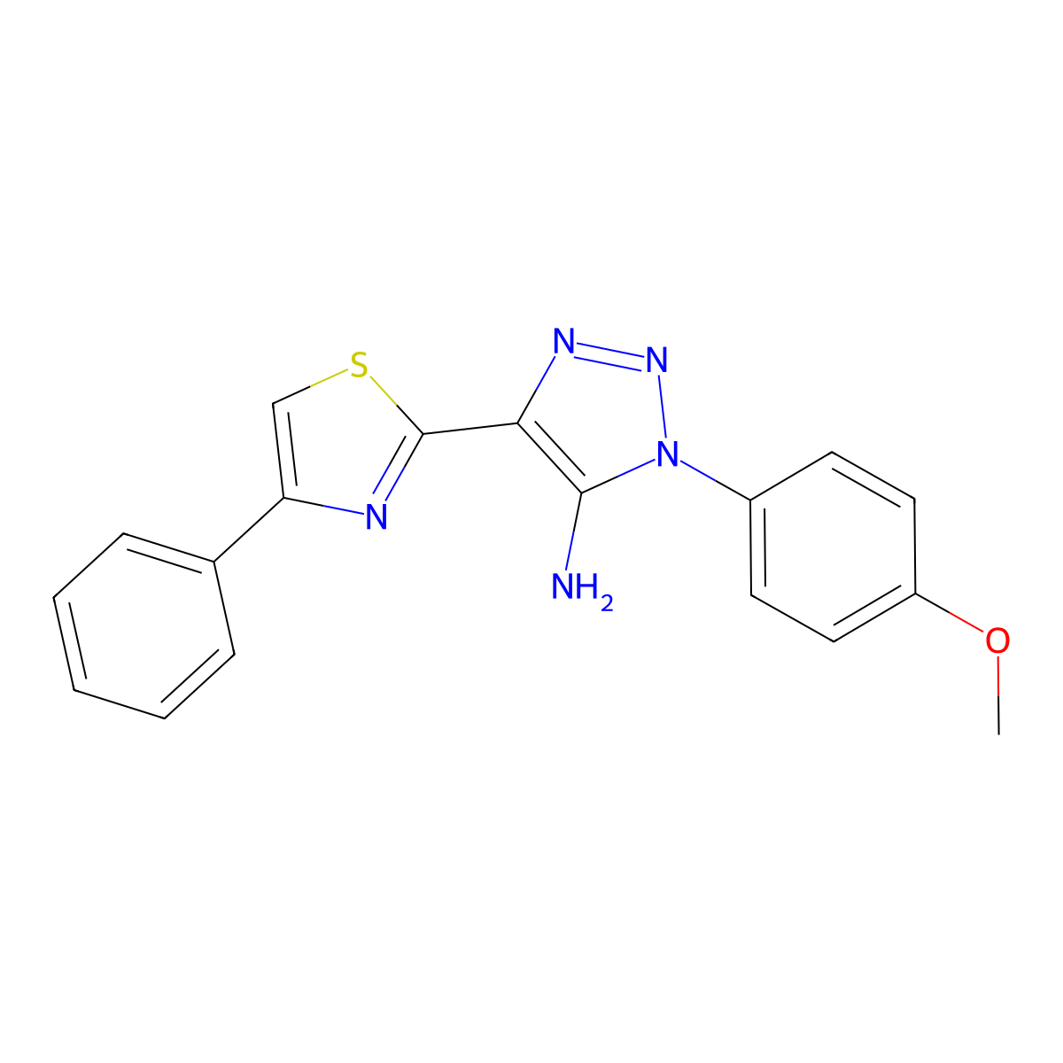 1-(4-Methoxyphenyl)-4-(4-phenylthiazol-2-yl)-1H-1,2,3-triazol-5-amine molecular structure, CAS 1032229-82-5