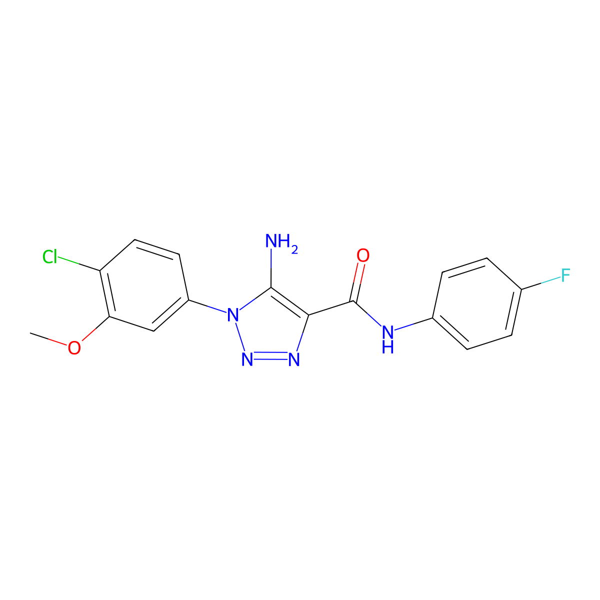 5-amino-1-(4-chloro-3-methoxyphenyl)-N-(4-fluorophenyl)-1H-1,2,3-triazole-4-carboxamide molecular structure, CAS 1032229-96-1