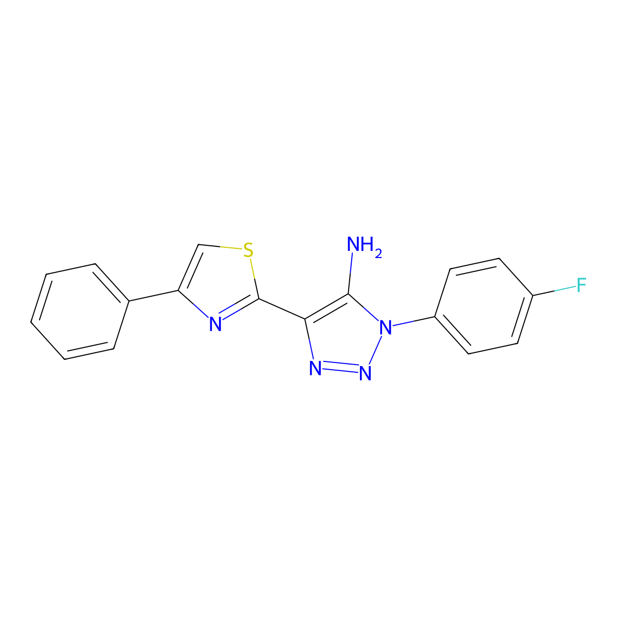 1-(4-fluorophenyl)-4-(4-phenyl-1,3-thiazol-2-yl)-1H-1,2,3-triazol-5-amine molecular structure, CAS 1032230-10-6