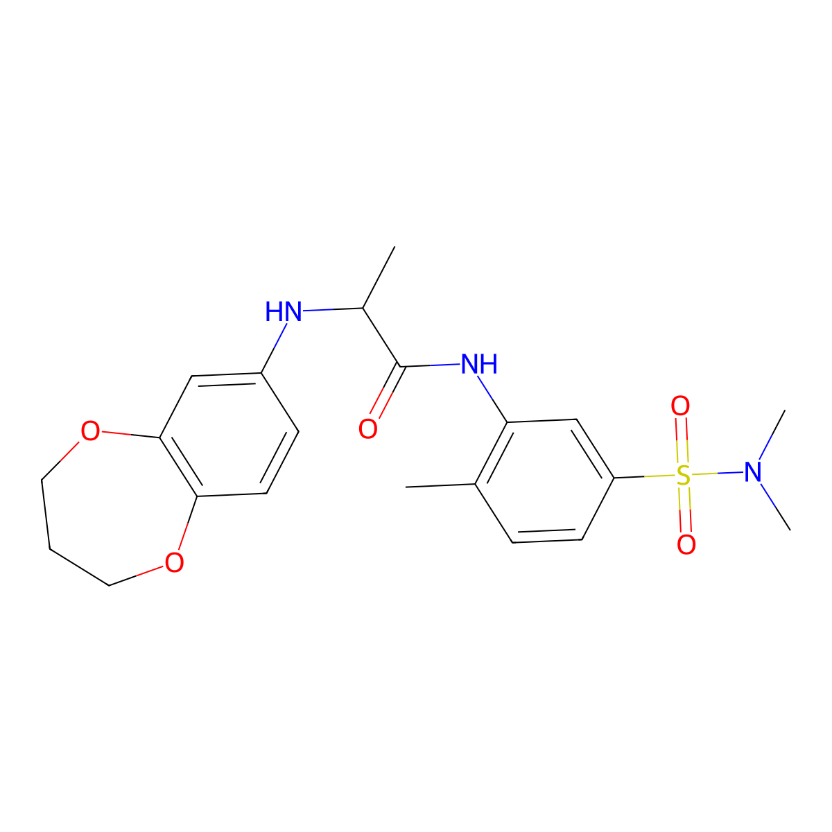 2-[(3,4-dihydro-2H-1,5-benzodioxepin-7-yl)amino]-N-[5-(dimethylsulfamoyl)-2-methylphenyl]propanamide molecular structure, CAS 1032283-19-4