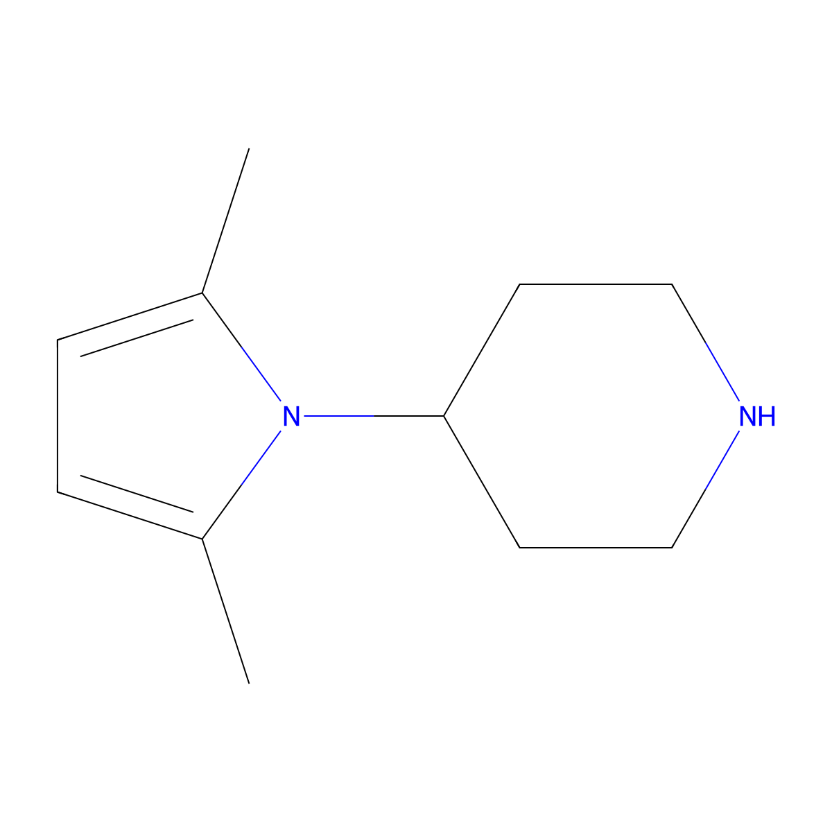 4-(2,5-dimethyl-1H-pyrrol-1-yl)piperidine molecular structure, CAS 1032289-55-6