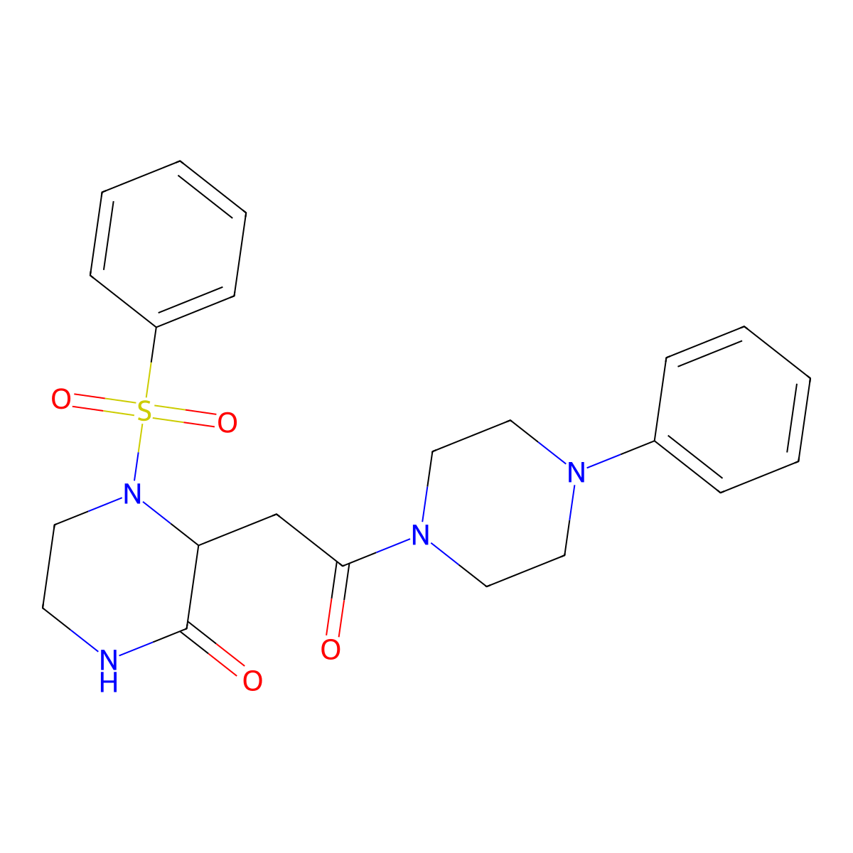 3-[2-Oxo-2-(4-phenylpiperazin-1-yl)ethyl]-4-(phenylsulfonyl)piperazin-2-one molecular structure, CAS 1032333-56-4
