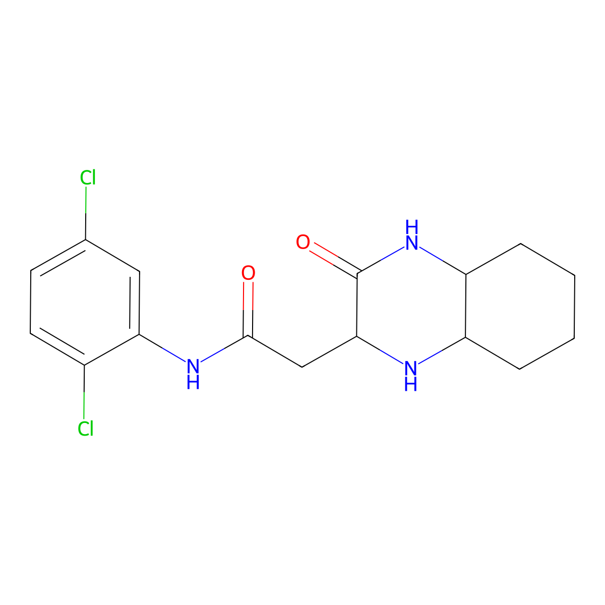 N-(2,5-dichlorophenyl)-2-(3-oxodecahydroquinoxalin-2-yl)acetamide molecular structure, CAS 1032333-70-2