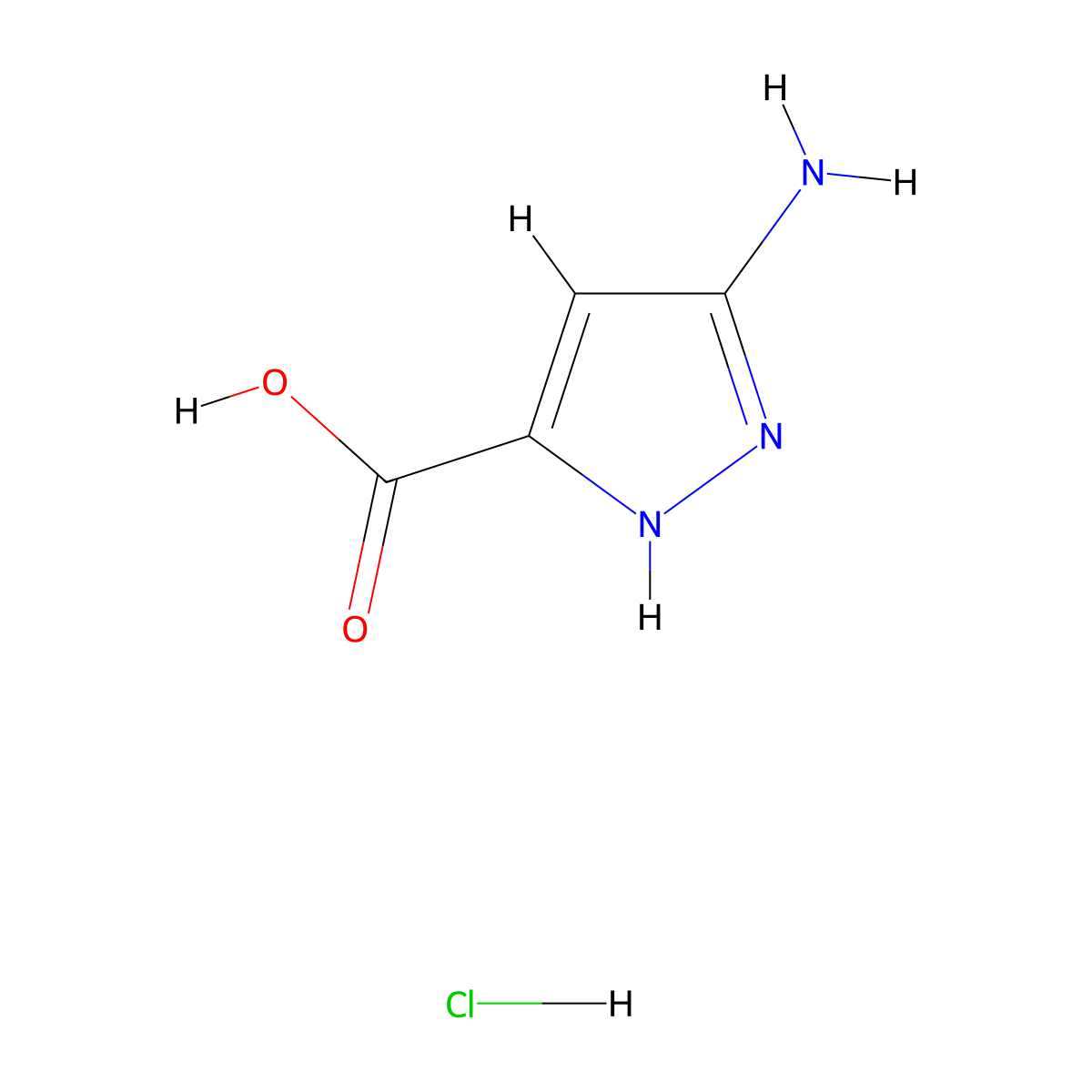3-amino-1H-pyrazole-5-carboxylic acid hydrochloride molecular structure, CAS 1032334-56-7