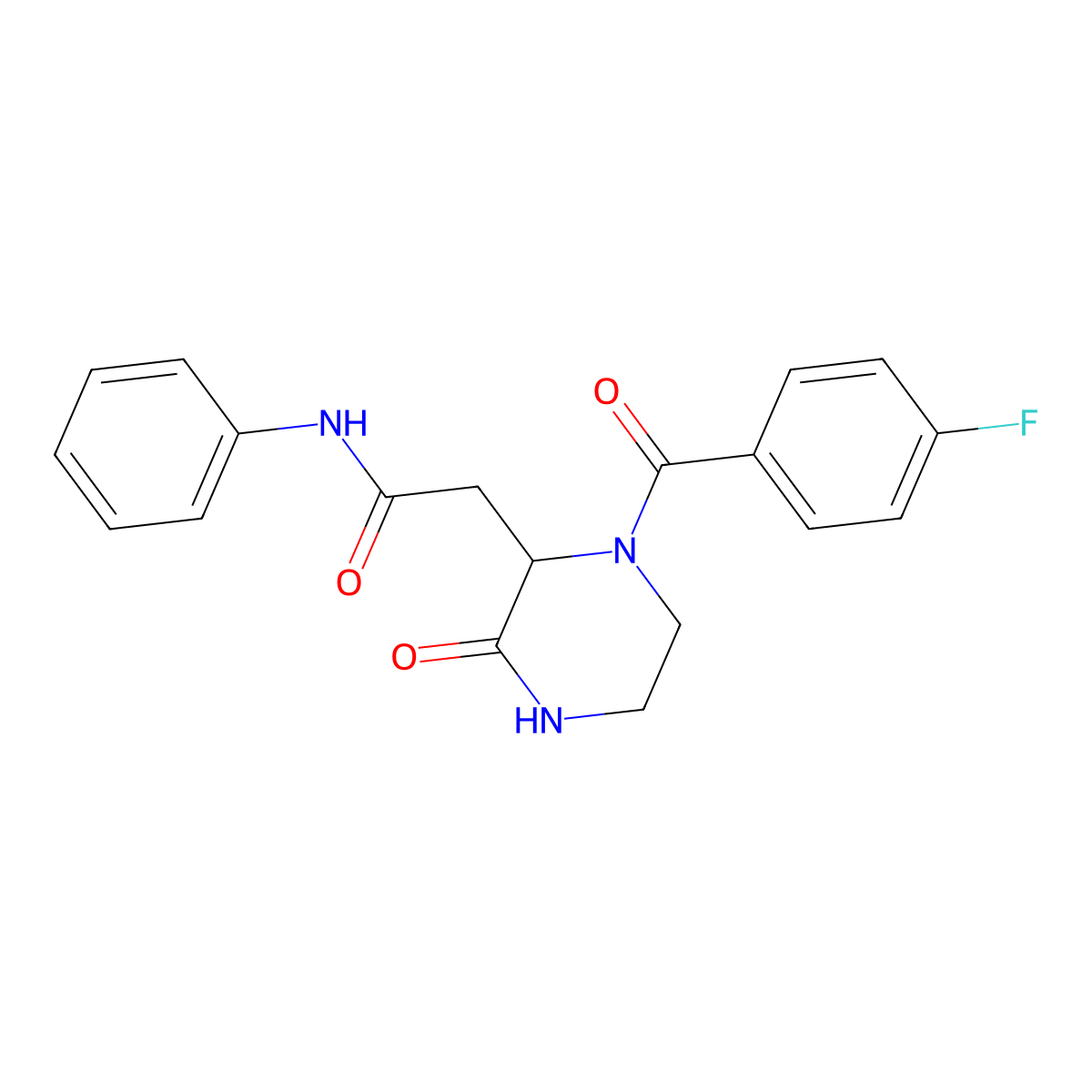 2-{1-[(4-fluorophenyl)carbonyl]-3-oxopiperazin-2-yl}-N-phenylacetamide molecular structure, CAS 1032335-23-1