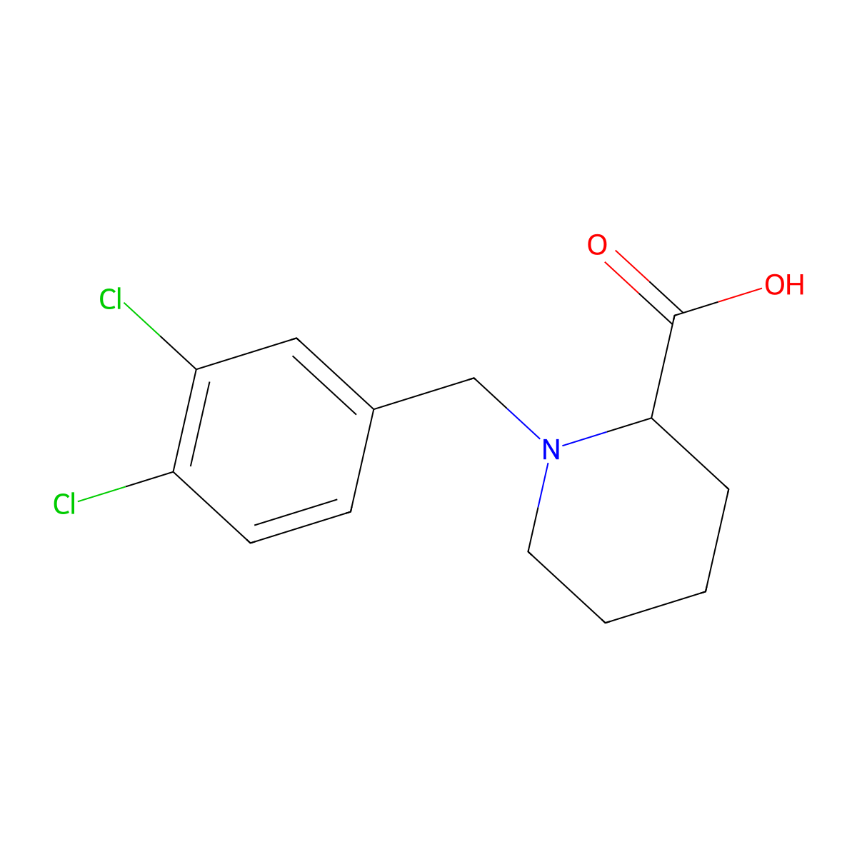 1-(3,4-Dichlorobenzyl)-2-carboxypiperidine molecular structure, CAS 1032337-33-9