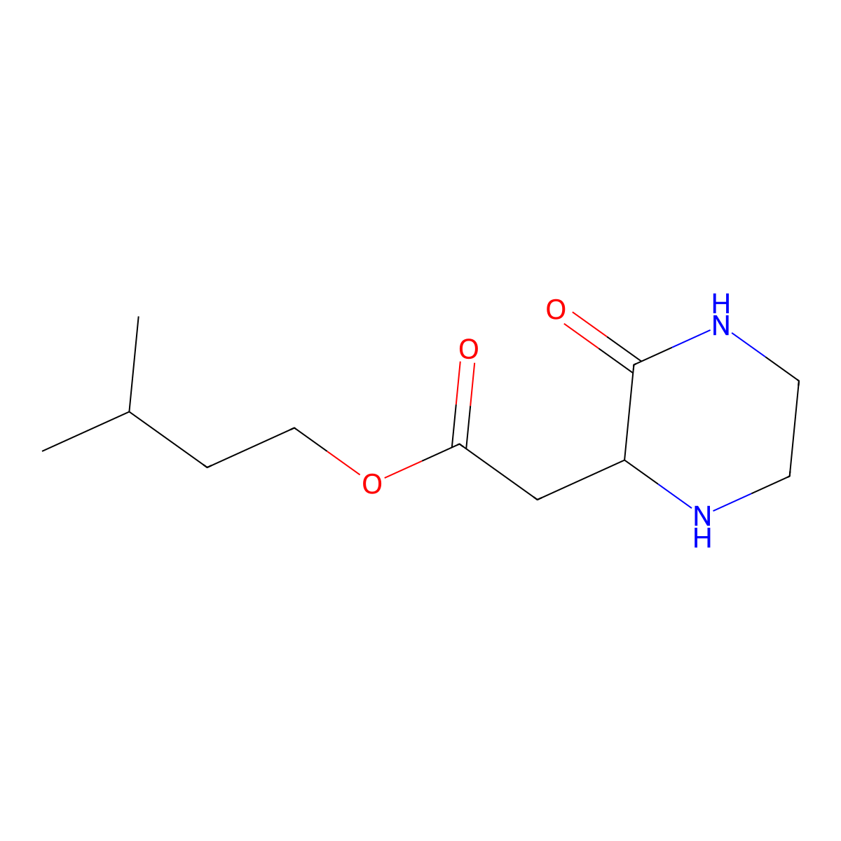 Isopentyl 2-(3-oxo-2-piperazinyl)acetate molecular structure, CAS 1032338-42-3