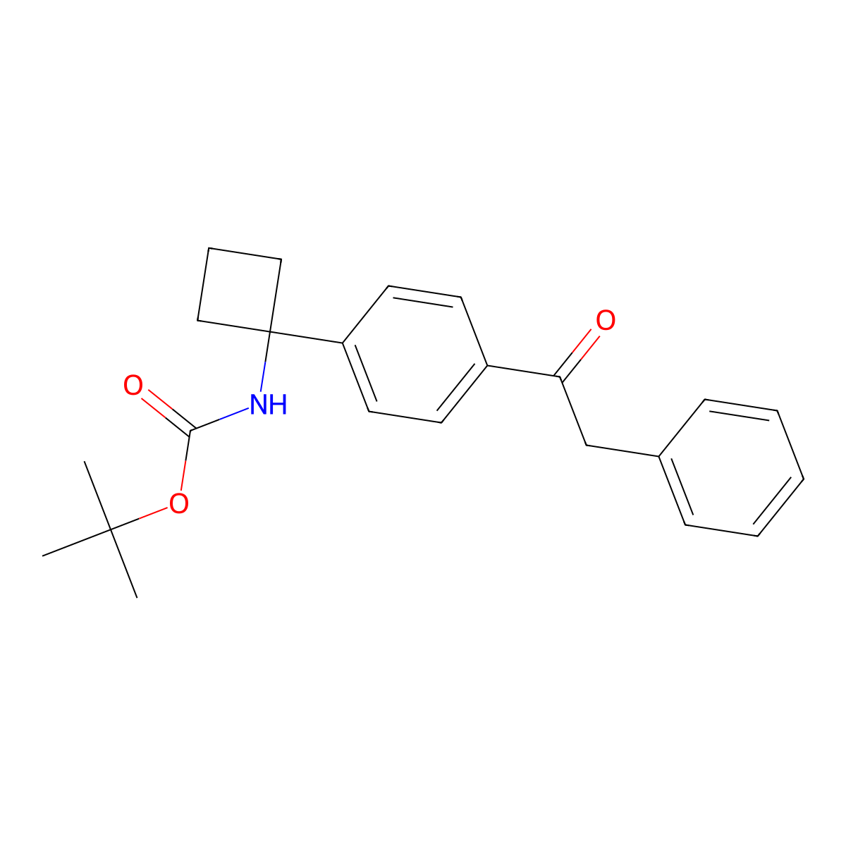 Tert-butyl (1-(4-(2-phenylacetyl)phenyl)cyclobutyl)carbamate molecular structure, CAS 1032349-98-6