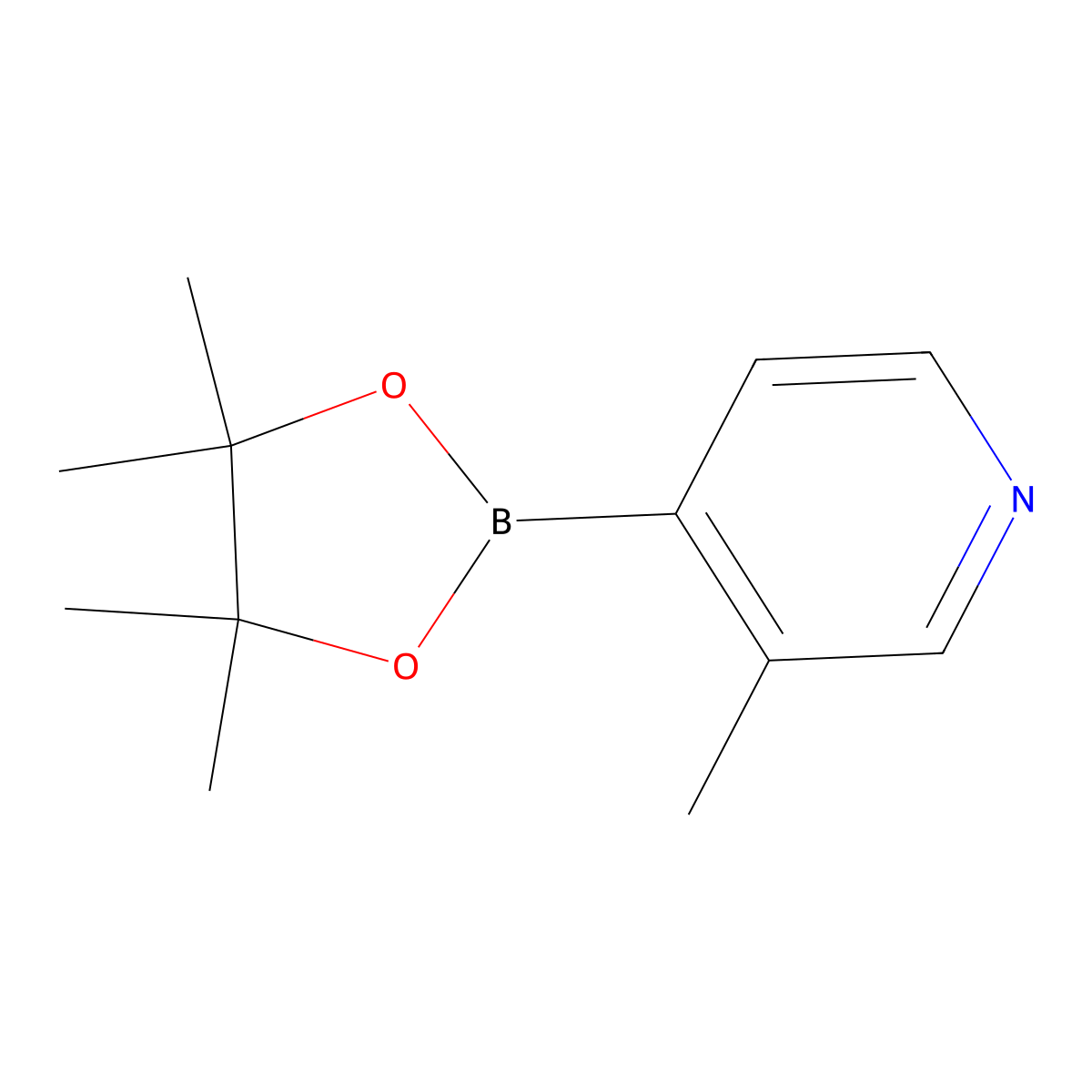 3-Methyl-4-(tetramethyl-1,3,2-dioxaborolan-2-yl)pyridine molecular structure, CAS 1032358-00-1