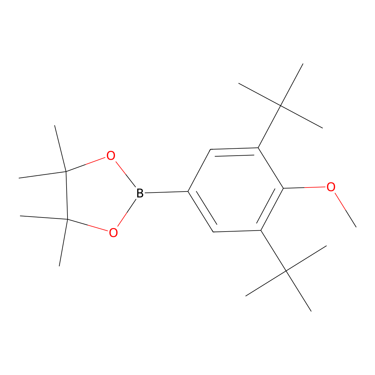 2-(3,5-Di-tert-butyl-4-methoxyphenyl)-4,4,5,5-tetramethyl-1,3,2-dioxaborolane molecular structure, CAS 1032358-19-2