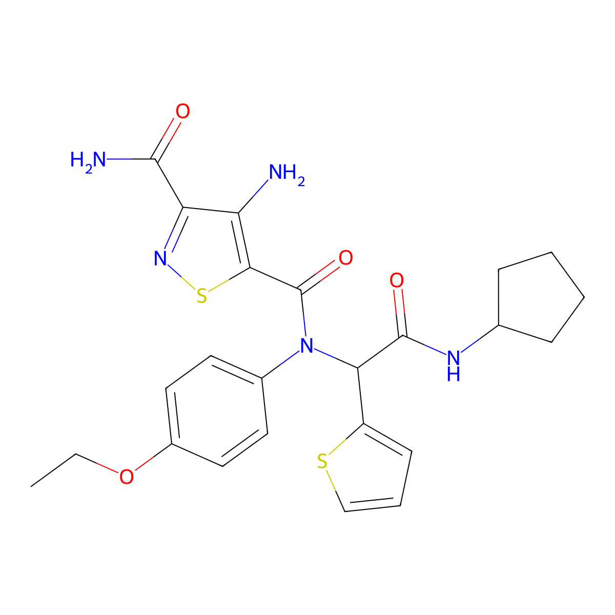 4-Amino-N5-[2-(cyclopentylamino)-2-oxo-1-(2-thienyl)ethyl]-N5-(4-ethoxyphenyl)-3,5-isothiazoledicarboxamide molecular structure, CAS 1032383-47-3