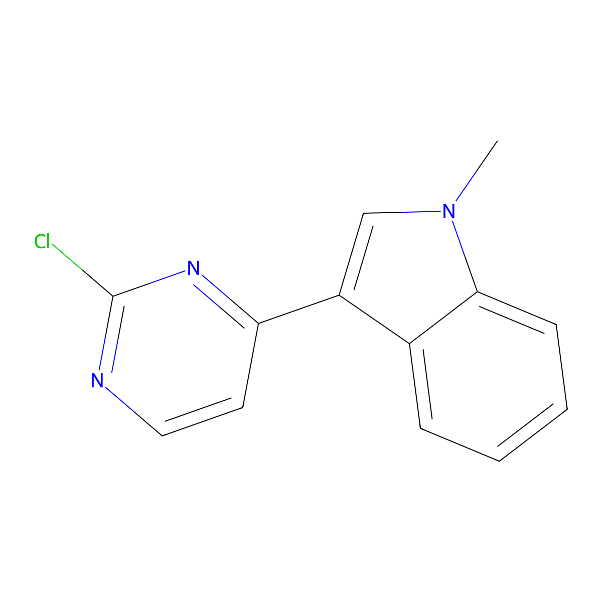 3-(2-chloropyrimidin-4-yl)-1-methyl-1H-indole molecular structure, CAS 1032452-86-0