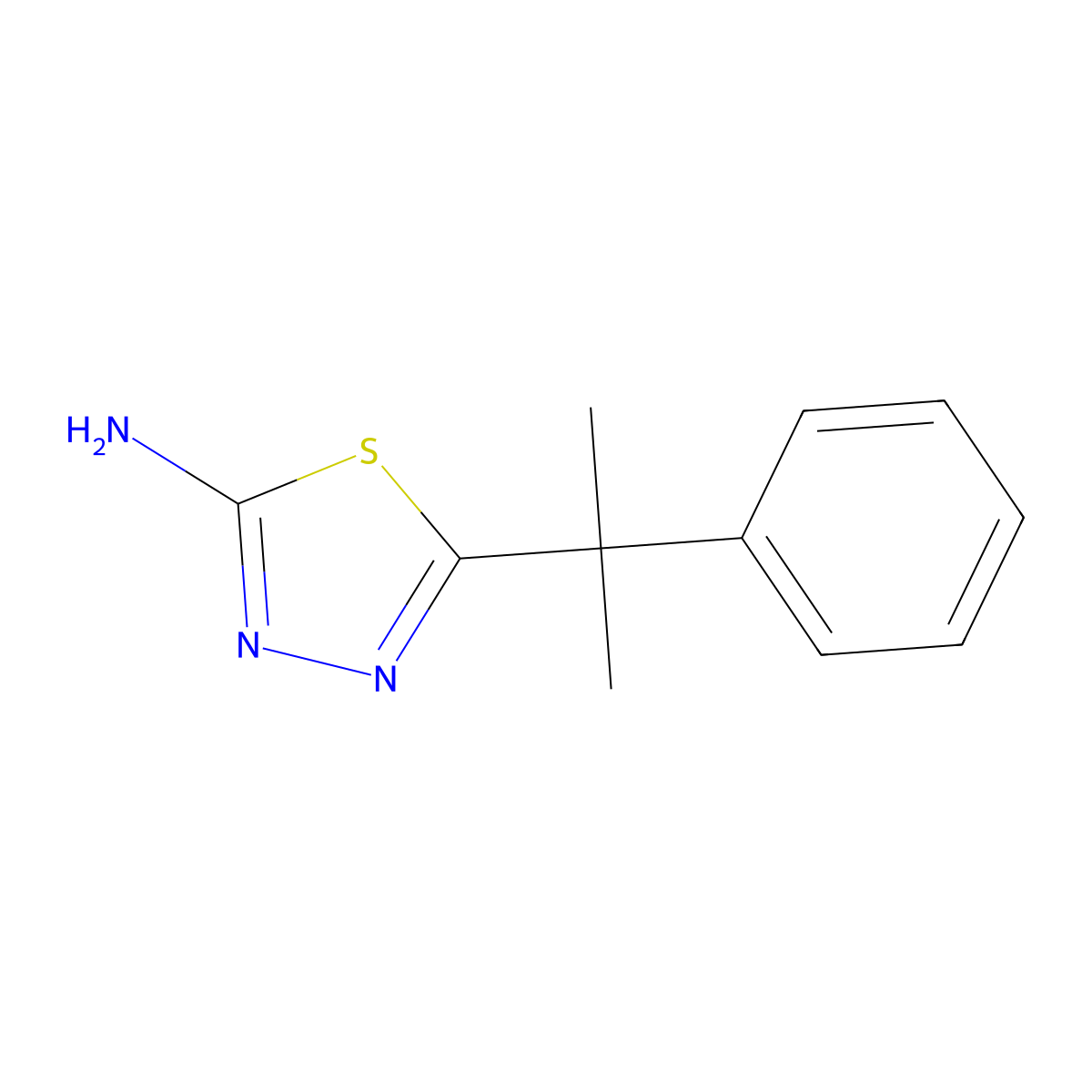 5-(2-Phenylpropan-2-yl)-1,3,4-thiadiazol-2-amine molecular structure, CAS 1032463-93-6