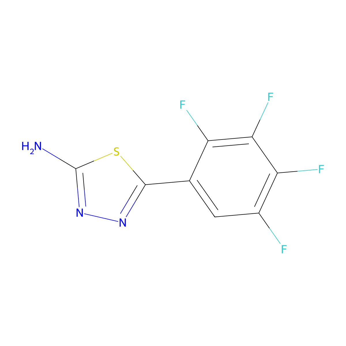 5-(2,3,4,5-Tetrafluorophenyl)-1,3,4-thiadiazol-2-amine molecular structure, CAS 1032464-38-2