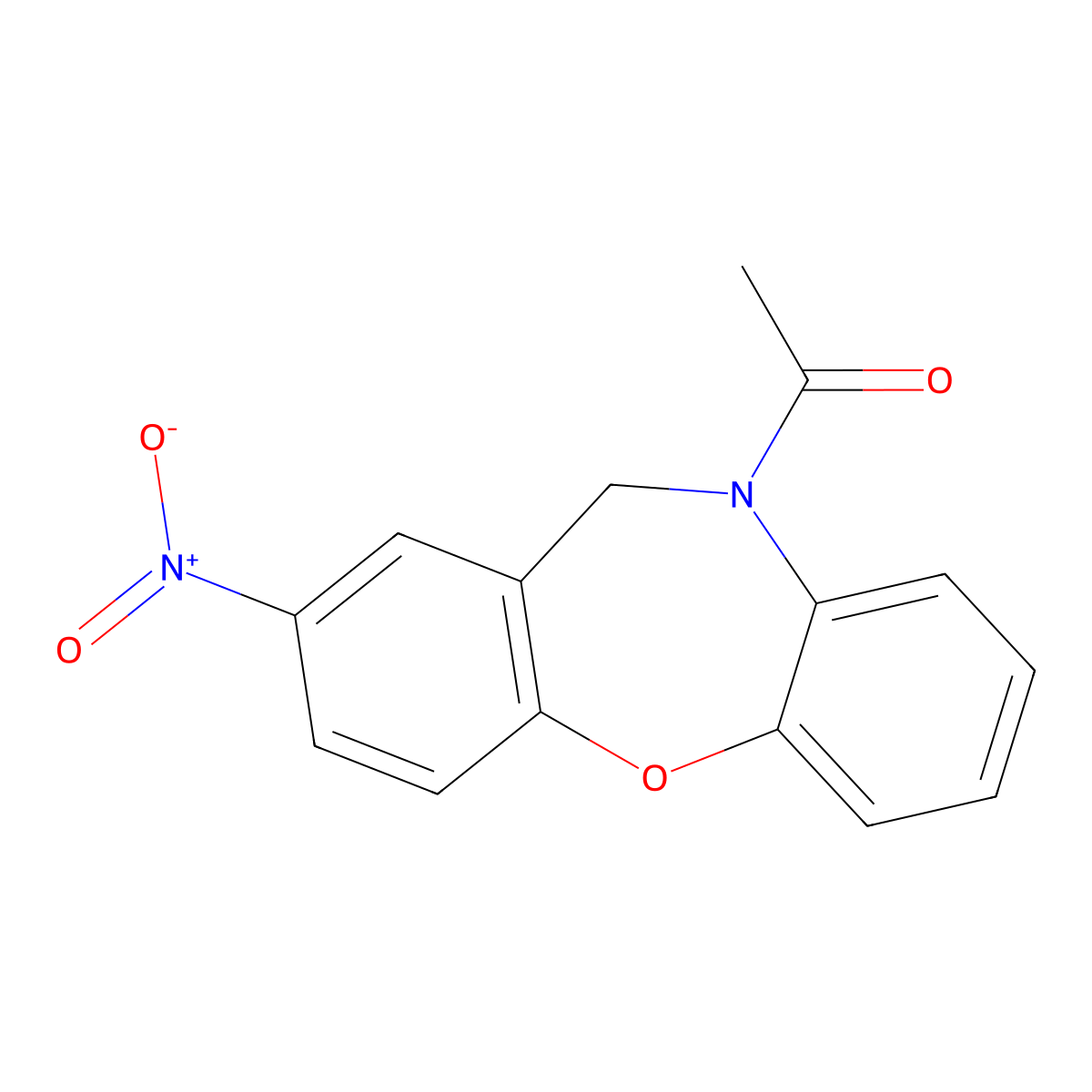 1-[2-nitrodibenzo[b,f][1,4]oxazepin-10(11H)-yl]-1-ethanone molecular structure, CAS 103248-97-1