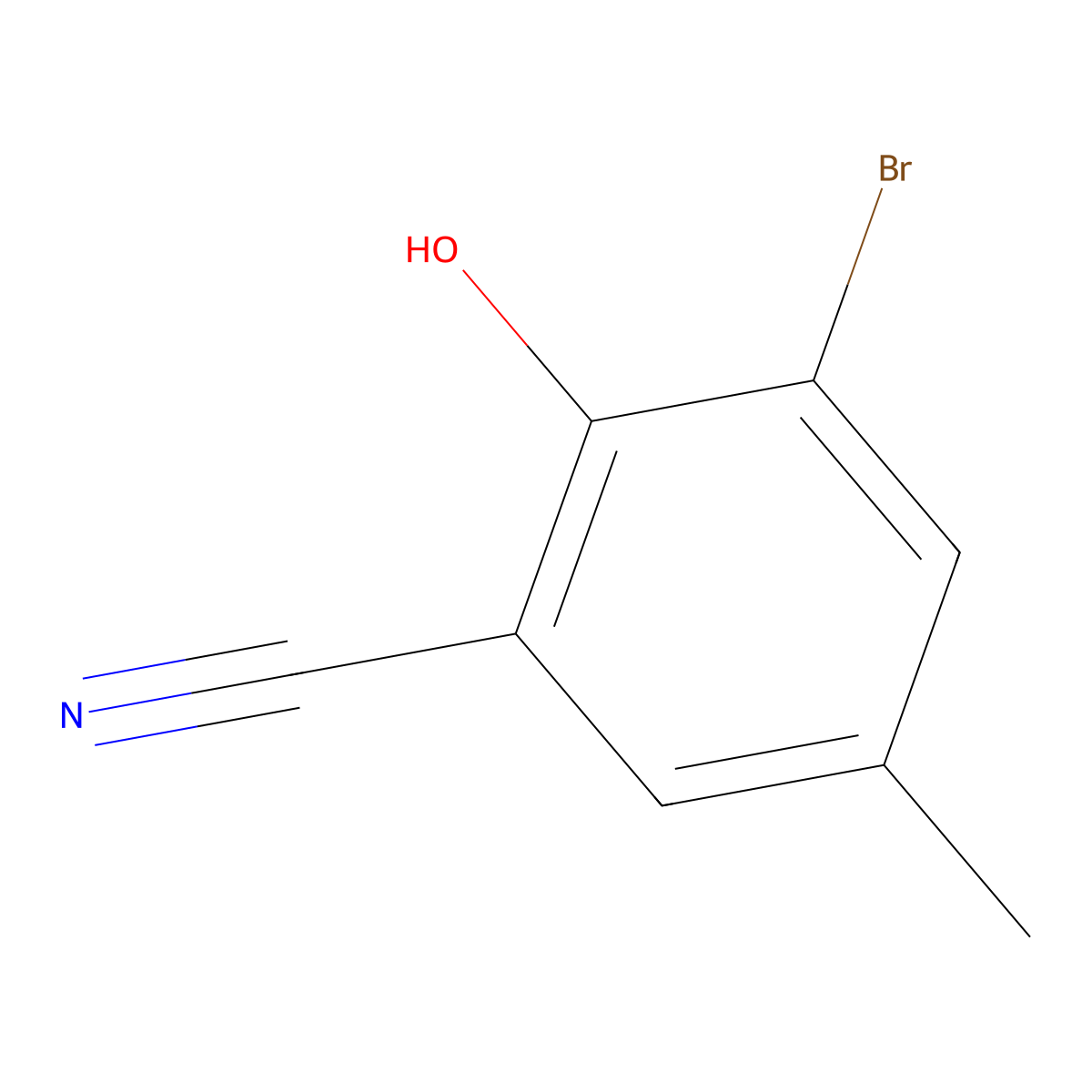 3-Bromo-2-hydroxy-5-methylbenzonitrile molecular structure, CAS 1032506-48-1