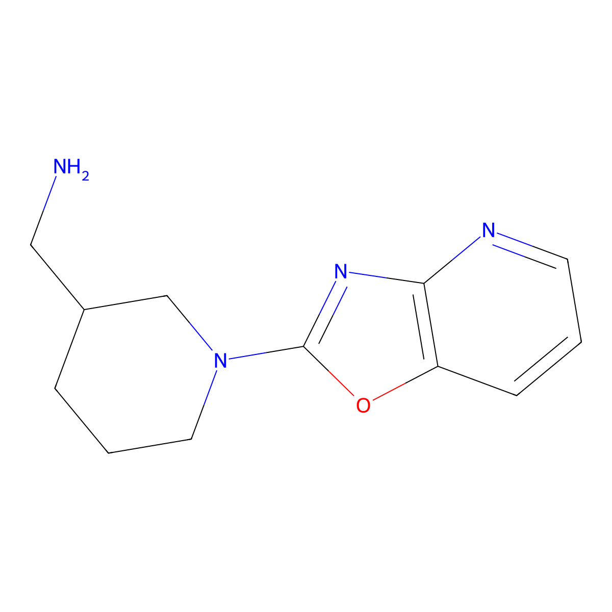 (1-(Oxazolo[4,5-b]pyridin-2-yl)piperidin-3-yl)methanamine molecular structure, CAS 1032507-59-7