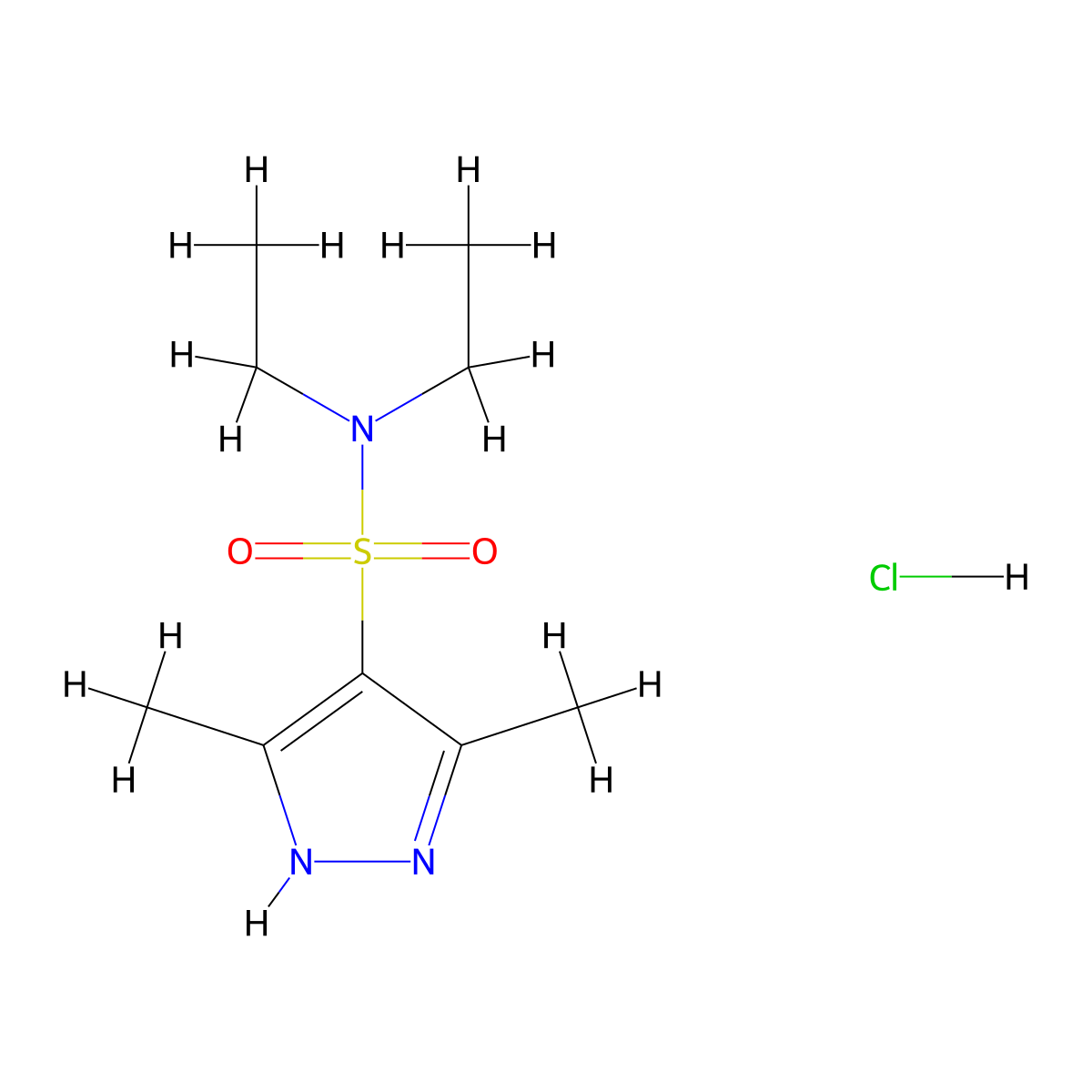 N,N-diethyl-3,5-dimethyl-1H-pyrazole-4-sulfonamide hydrochloride molecular structure, CAS 1032553-80-2