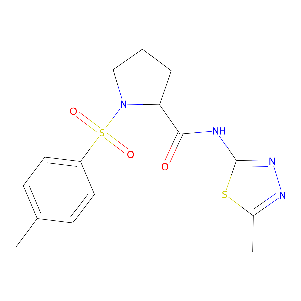 N-(5-methyl-1,3,4-thiadiazol-2-yl)-1-tosylpyrrolidine-2-carboxamide molecular structure, CAS 1032556-19-6