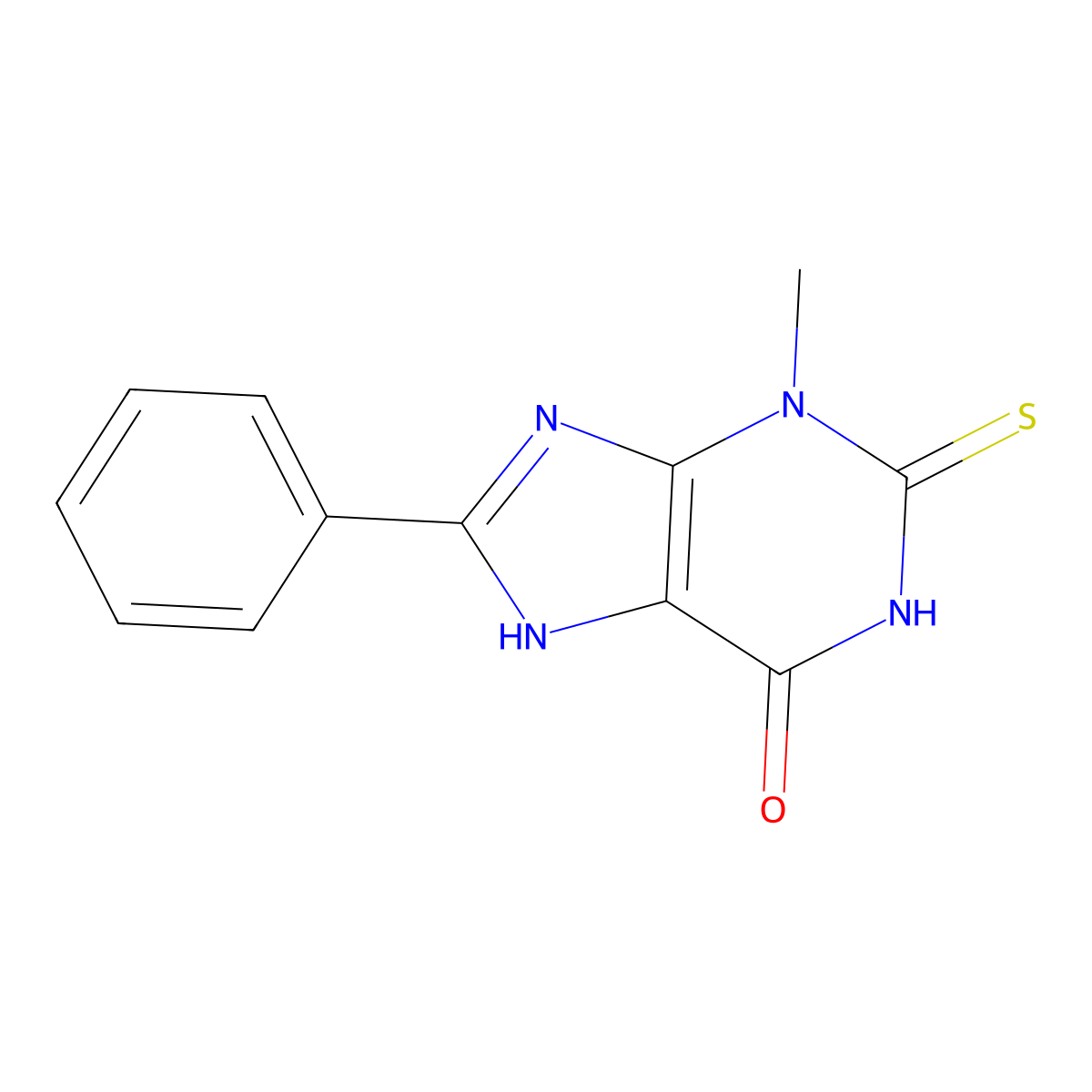 3-Methyl-8-phenyl-2-thiohypoxanthine molecular structure, CAS 103258-00-0