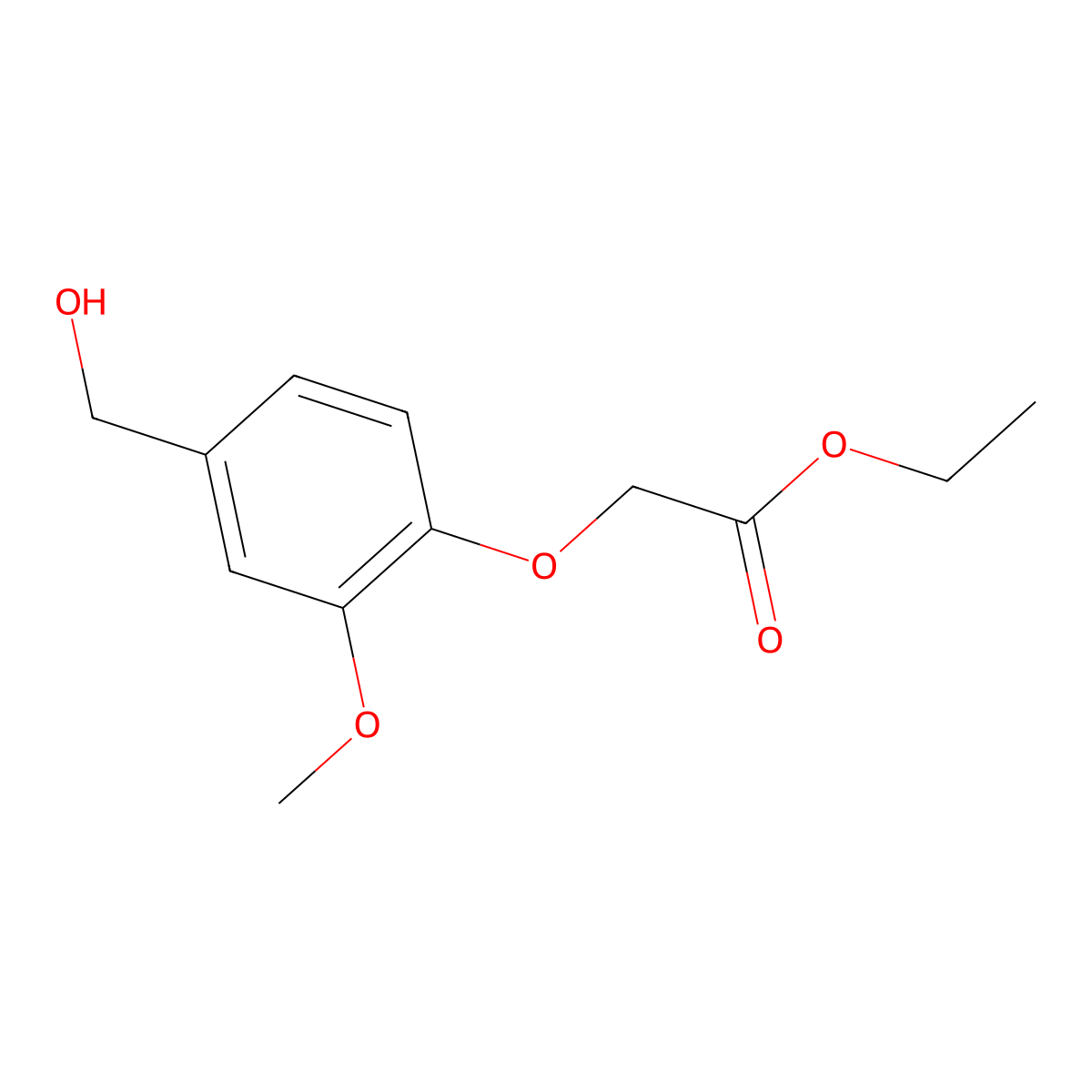 Ethyl 2-[4-(hydroxymethyl)-2-methoxyphenoxy]acetate molecular structure, CAS 103258-65-7