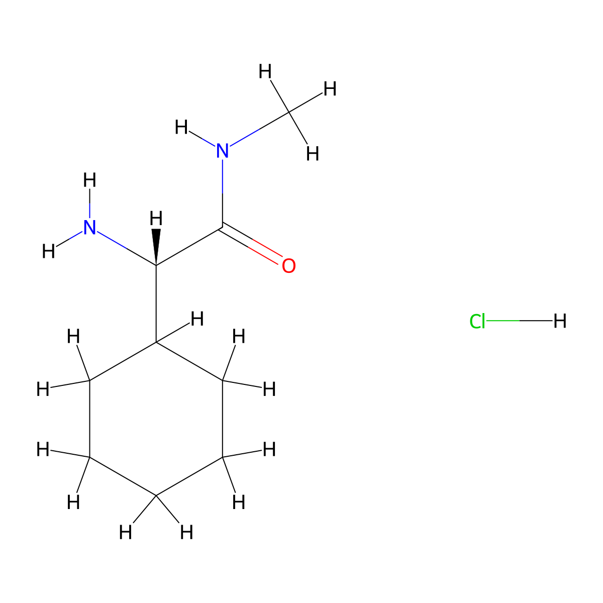 (2S)-2-amino-2-cyclohexyl-N-methylacetamide hydrochloride molecular structure, CAS 1032593-37-5