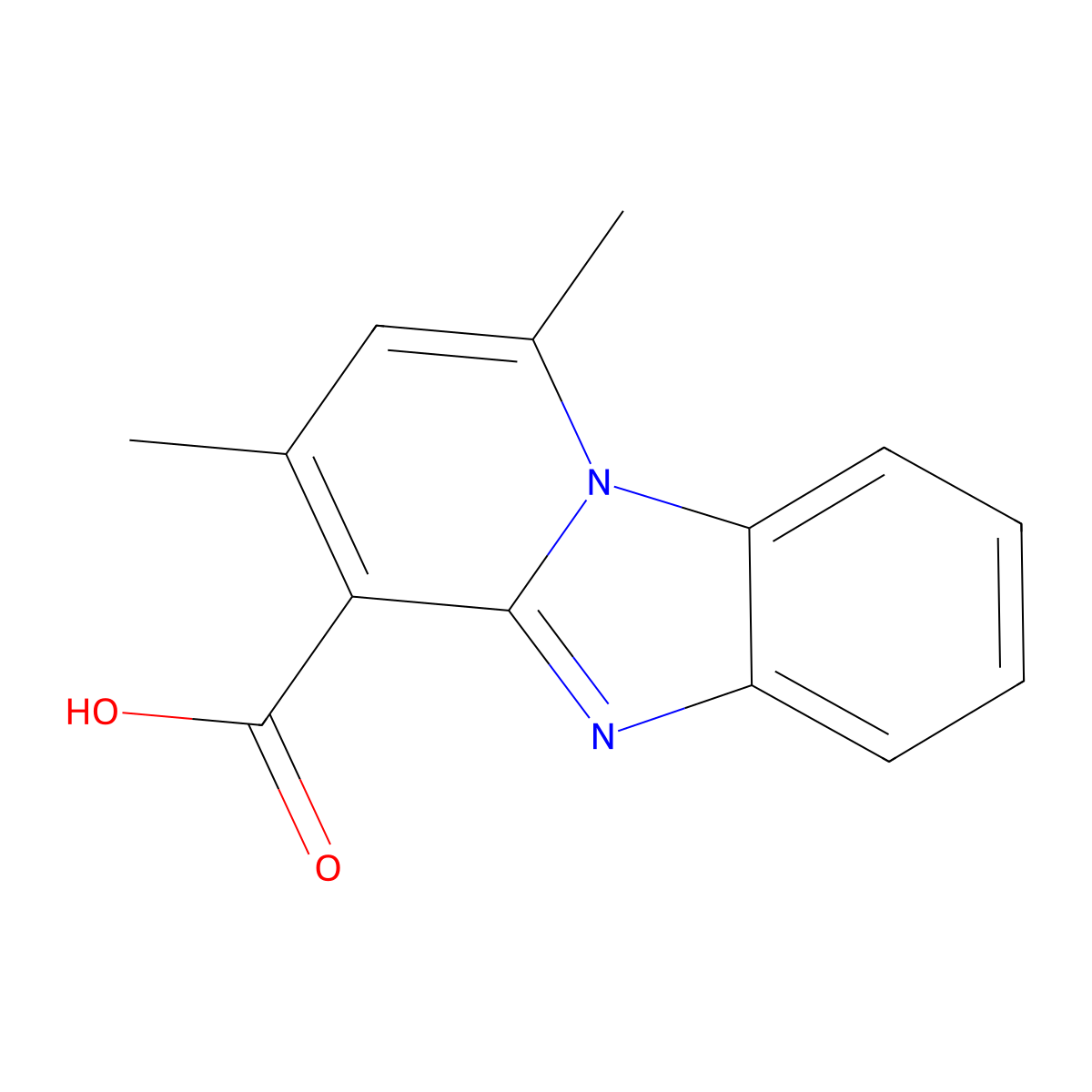 1,3-Dimethylpyrido[1,2-a]benzimidazole-4-carboxylic acid molecular structure, CAS 10326-57-5