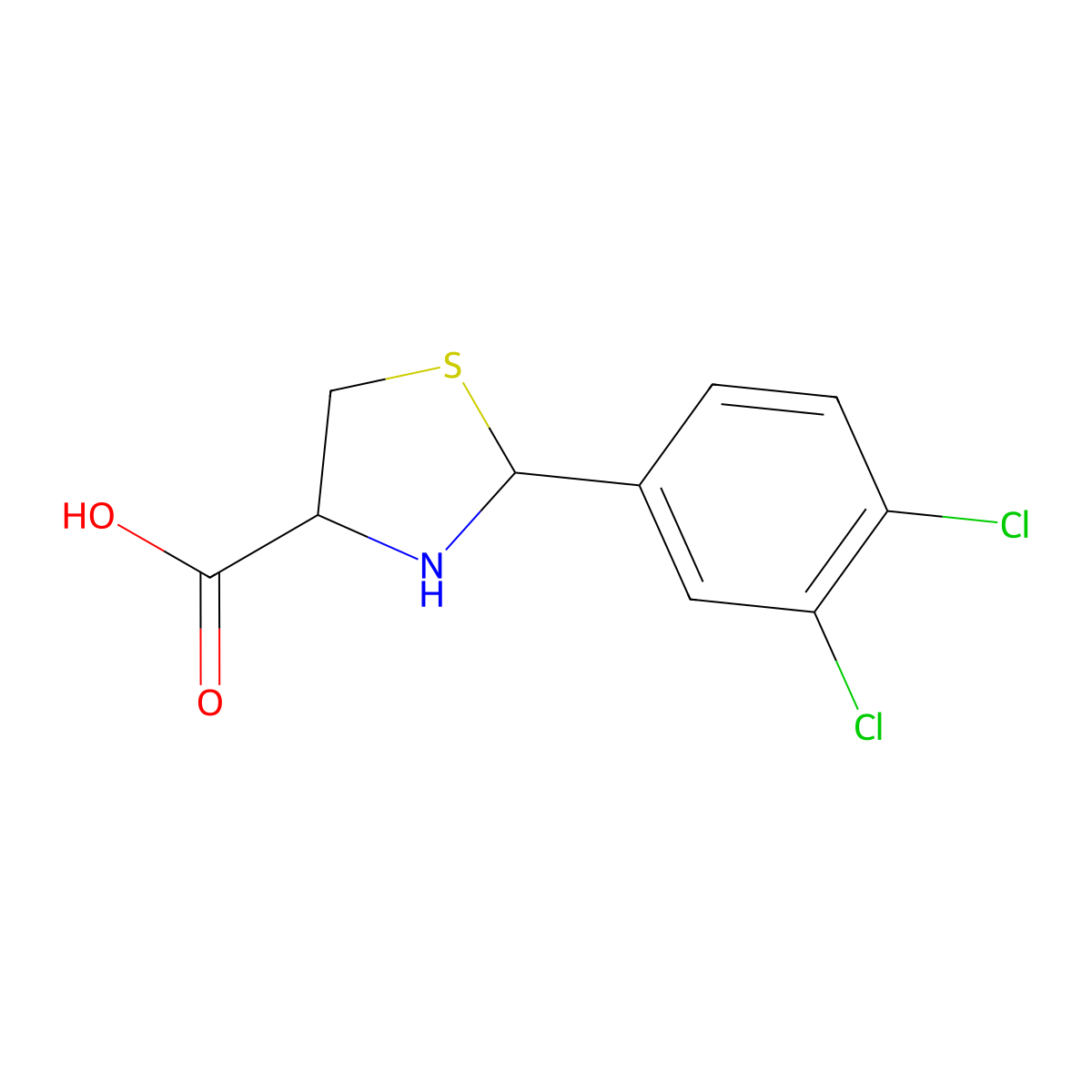 (R)-2-(3,4-Dichlorophenyl)thiazolidine-4-carboxylic acid molecular structure, CAS 103261-10-5