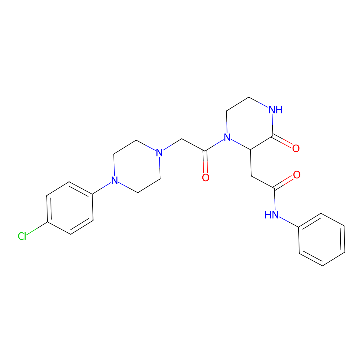 2-(1-{[4-(4-chlorophenyl)piperazin-1-yl]acetyl}-3-oxopiperazin-2-yl)-N-phenylacetamide molecular structure, CAS 1032620-65-7