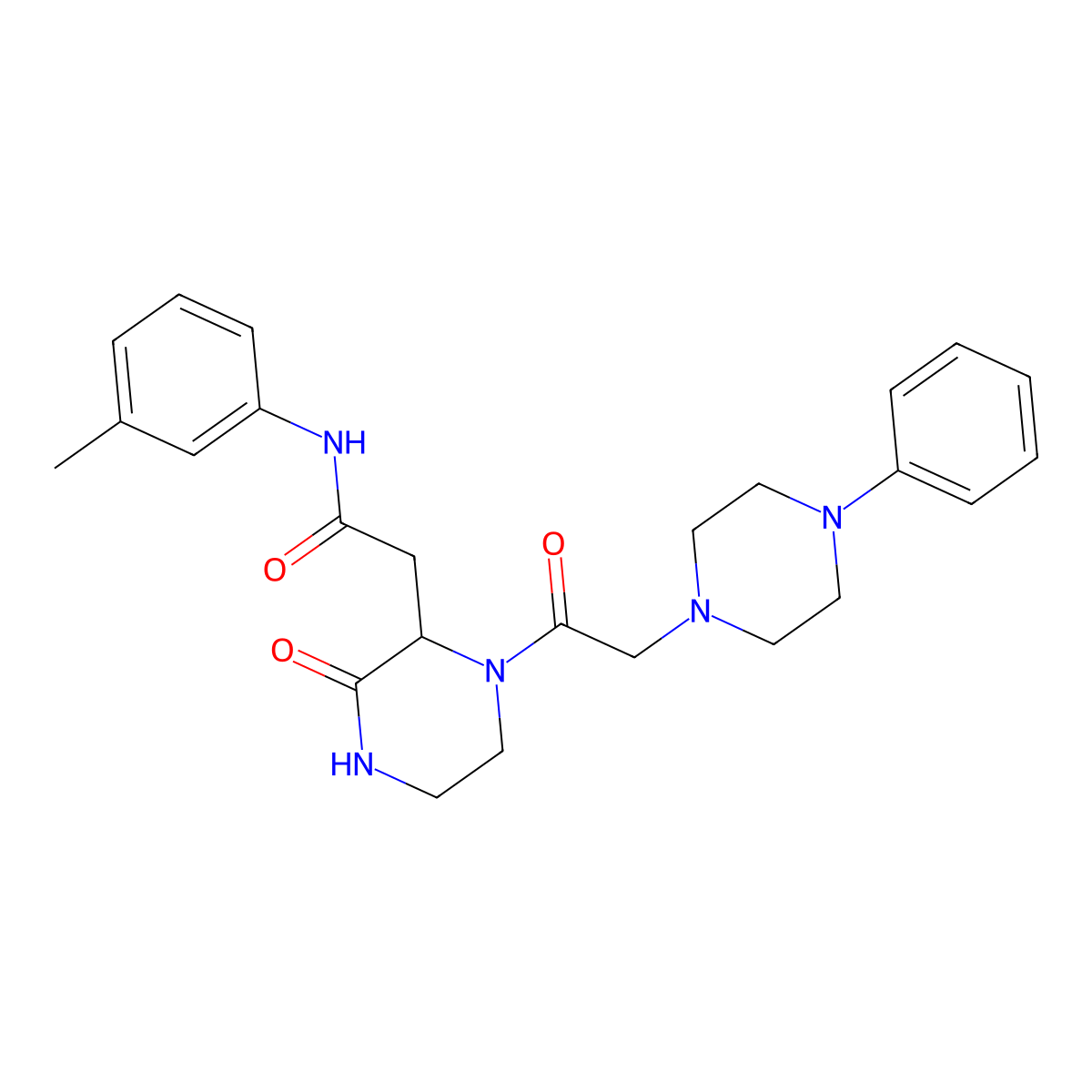 N-(3-methylphenyl)-2-{3-oxo-1-[(4-phenylpiperazin-1-yl)acetyl]piperazin-2-yl}acetamide molecular structure, CAS 1032620-93-1