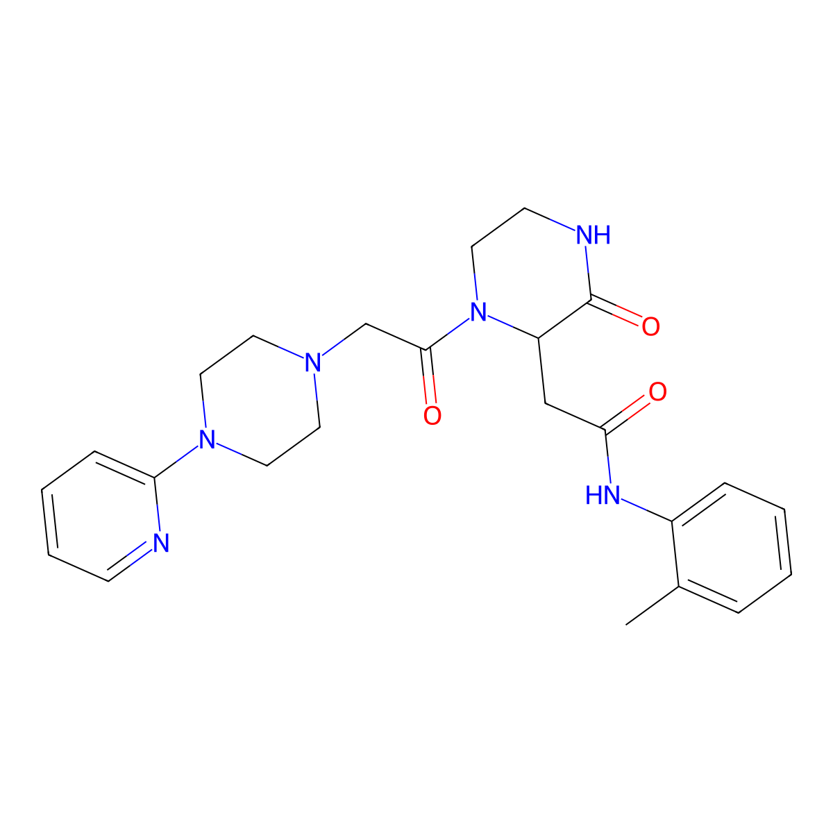 N-(2-methylphenyl)-2-(3-oxo-1-{2-[4-(2-pyridyl)piperazino]acetyl}-2-piperazinyl)acetamide molecular structure, CAS 1032621-23-0