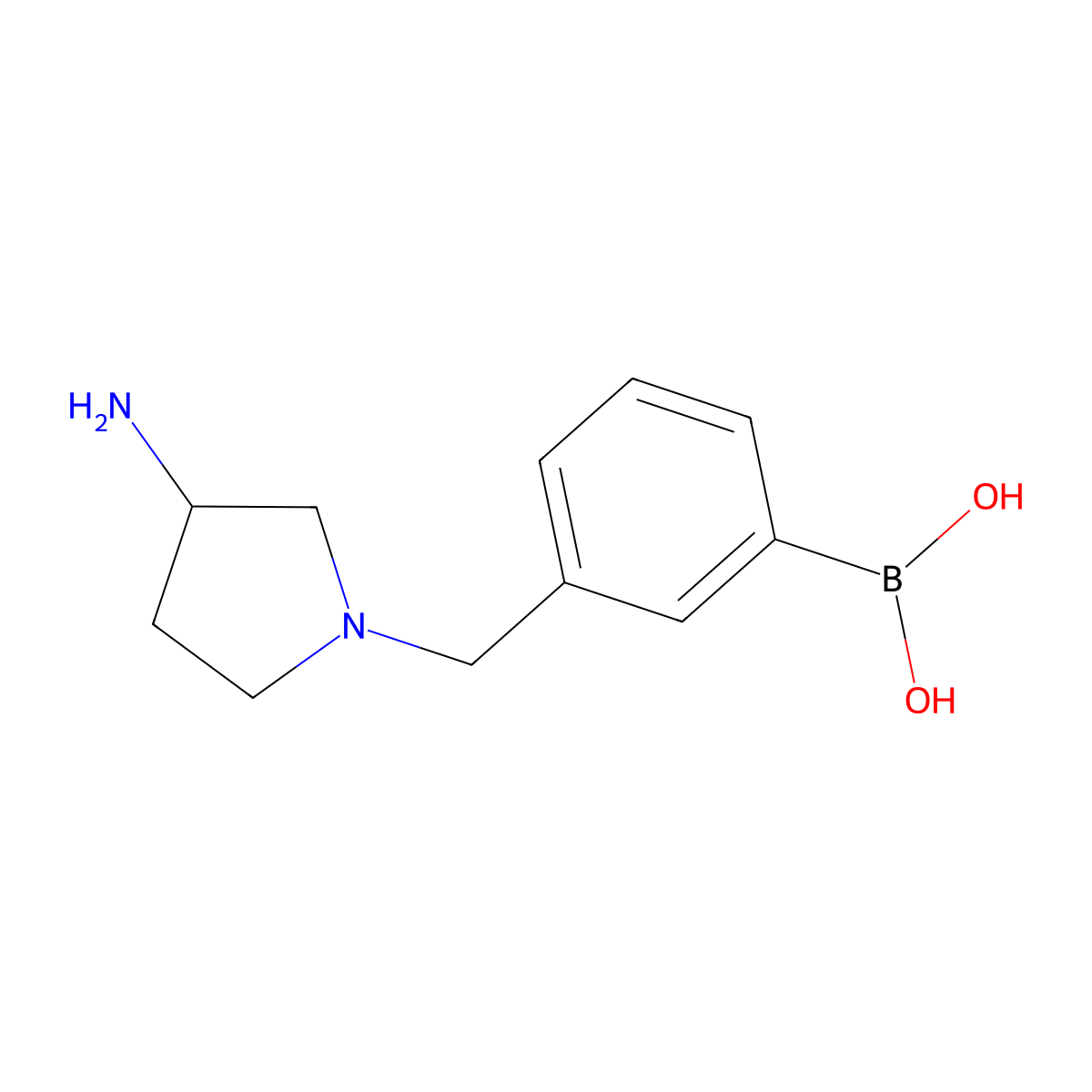 {3-[(3-Aminopyrrolidin-1-yl)methyl]phenyl}boronic acid molecular structure, CAS 1032622-82-4
