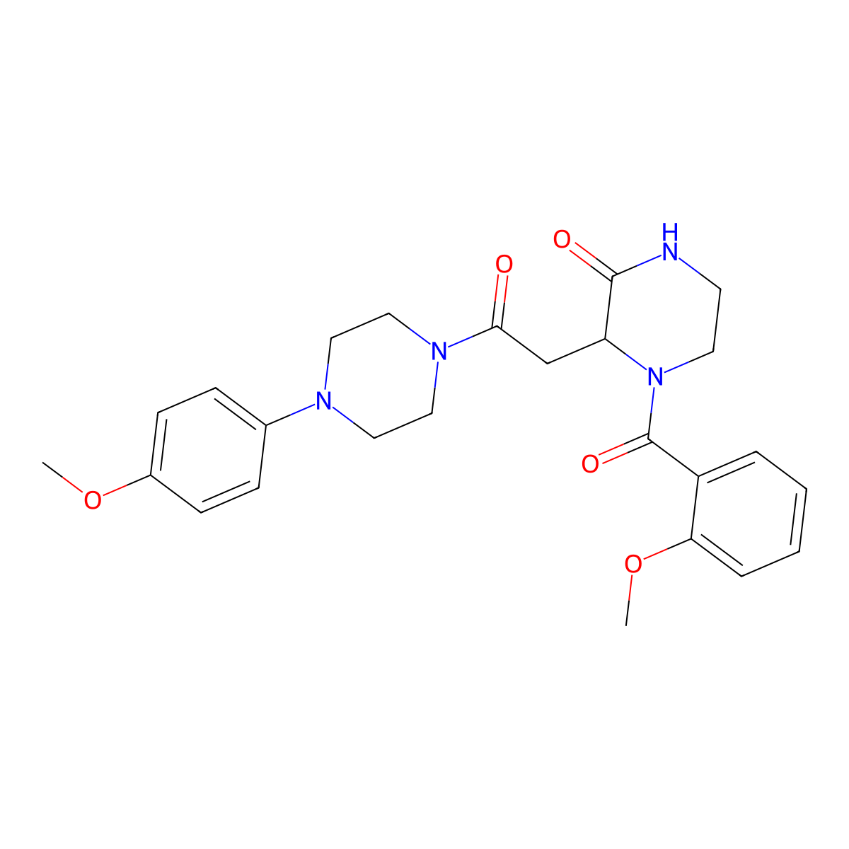 4-(2-methoxybenzoyl)-3-{2-[4-(4-methoxyphenyl)piperazino]-2-oxoethyl}tetrahydro-2(1H)-pyrazinone molecular structure, CAS 1032623-39-4