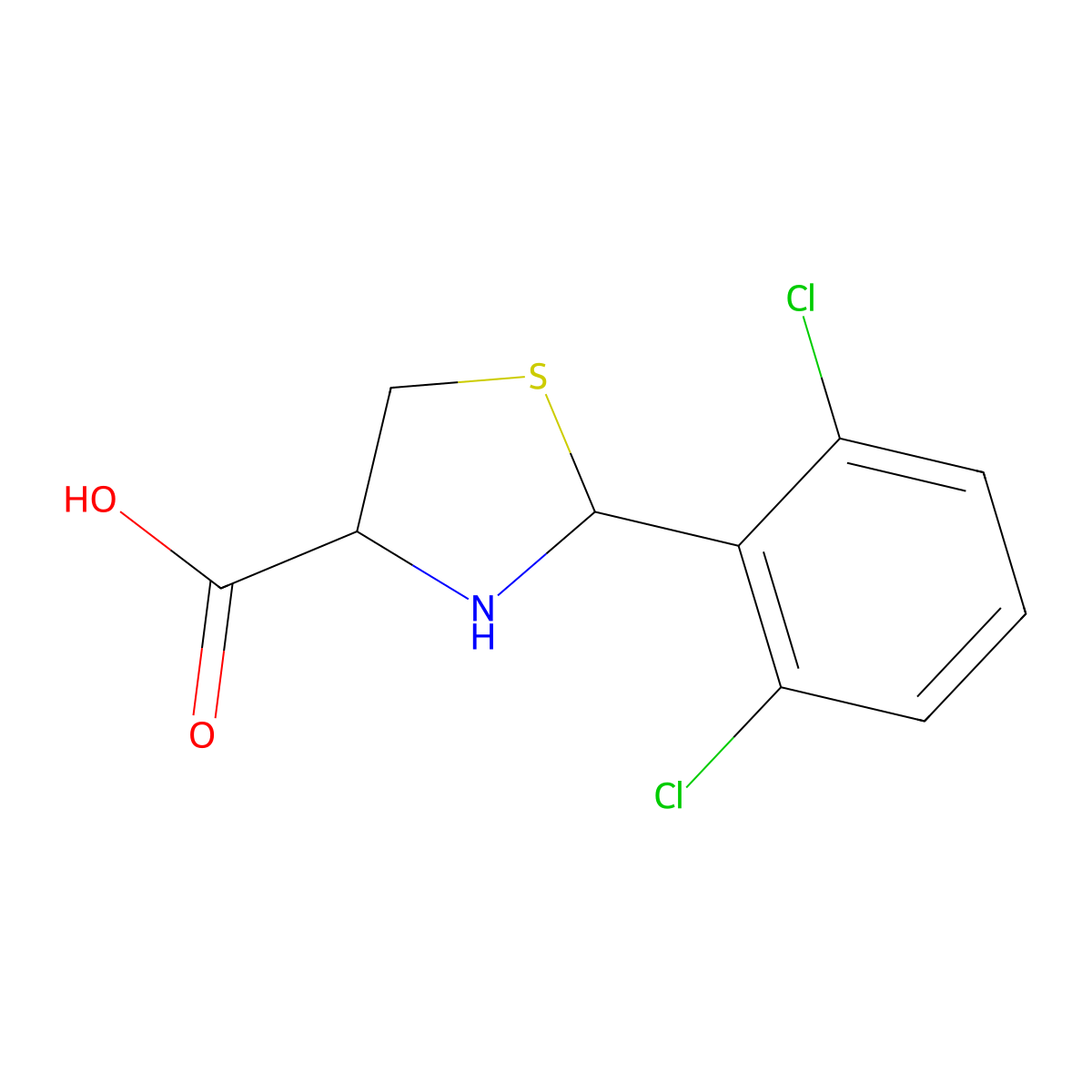 2-(2,6-Dichlorophenyl)-1,3-thiazolidine-4-carboxylic acid molecular structure, CAS 103263-85-0