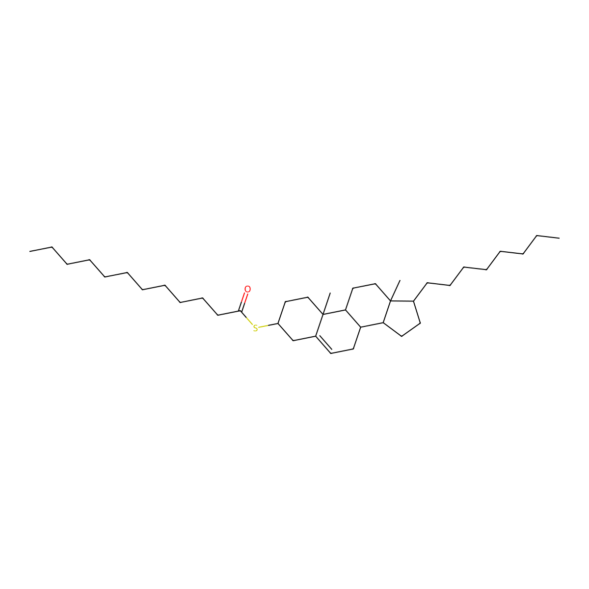 S-[(3S,8S,9S,10R,13R,14S,17S)-10,13-dimethyl-17-octyl-2,3,4,7,8,9,11,12,14,15,16,17-dodecahydro-1H-cyclopenta[a]phenanthren-3-yl] dodecanethioate molecular structure, CAS 1032631-21-2