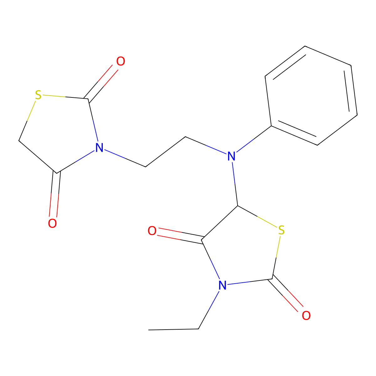 5-((2-(2,4-Dioxothiazolidin-3-yl)ethyl)(phenyl)amino)-3-ethylthiazolidine-2,4-dione molecular structure, CAS 1032637-58-3