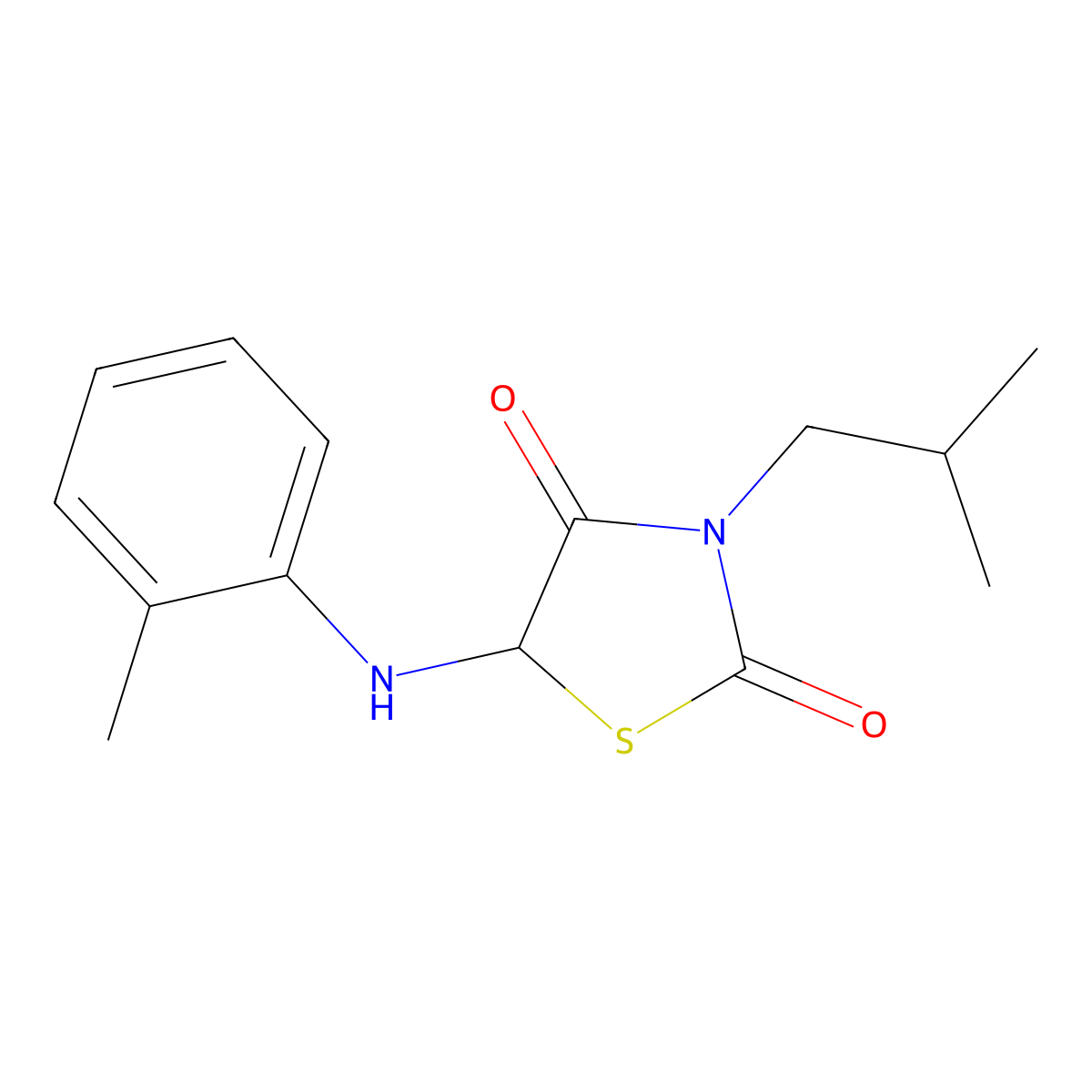 5-[(2-Methylphenyl)amino]-3-(2-methylpropyl)-1,3-thiazolidine-2,4-dione molecular structure, CAS 1032637-84-5