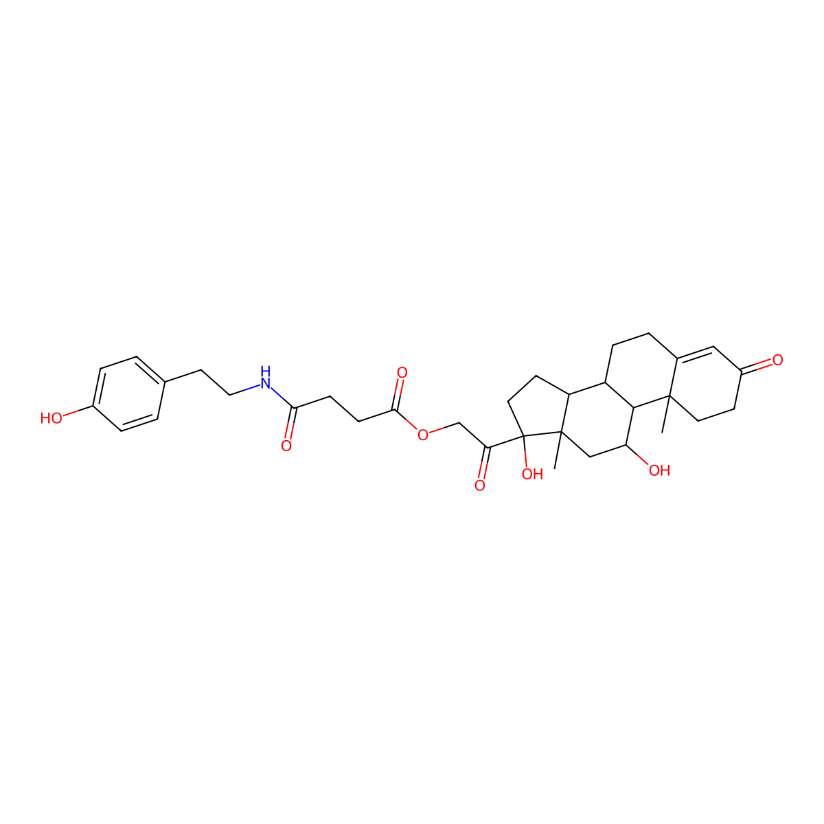 [2-[(8S,9S,10R,11S,13S,14S,17R)-11,17-dihydroxy-10,13-dimethyl-3-oxo-2,6,7,8,9,11,12,14,15,16-decahydro-1H-cyclopenta[a]phenanthren-17-yl]-2-oxoethyl] 4-[2-(4-hydroxyphenyl)ethylamino]-4-oxobutanoate molecular structure, CAS 1032638-56-4