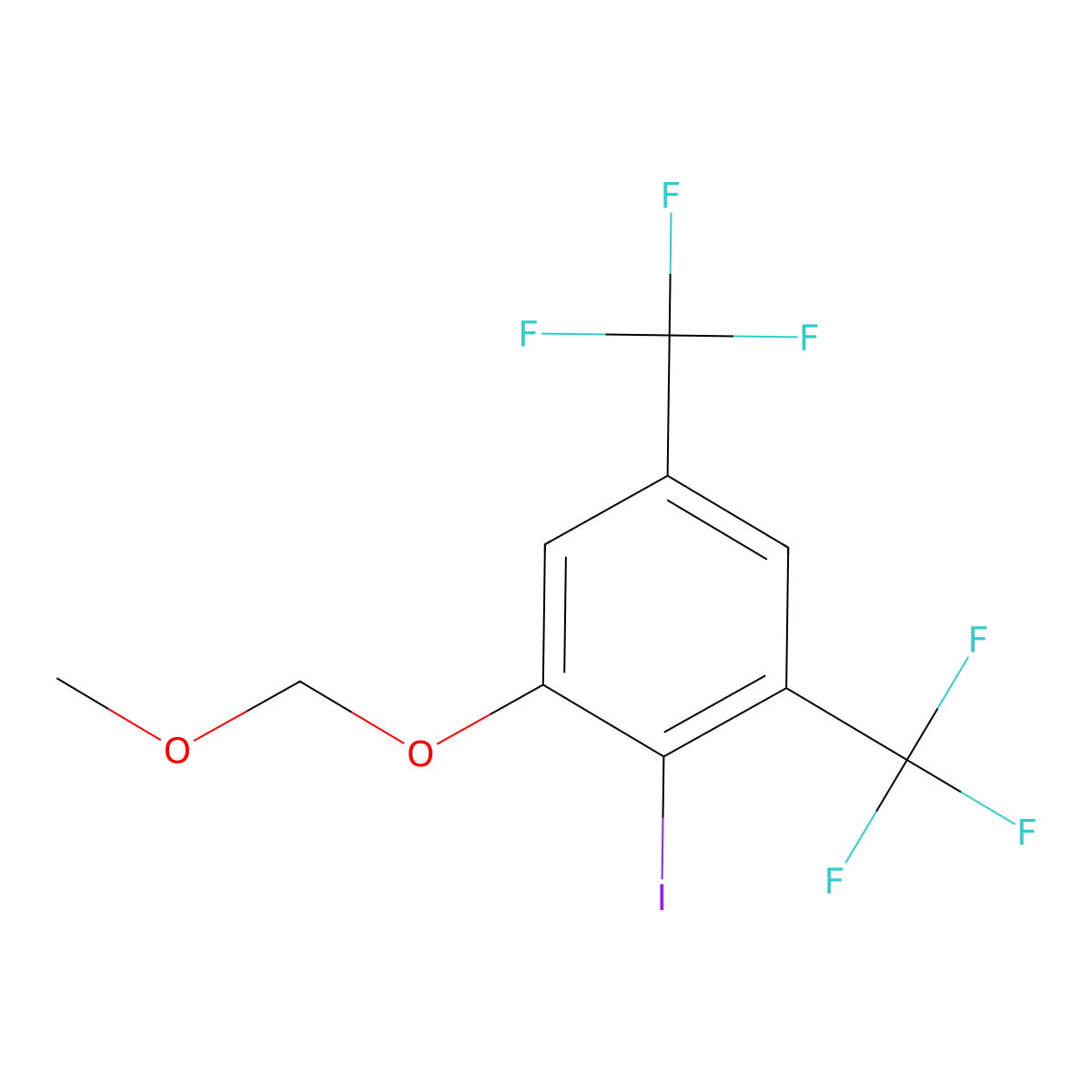 2-Iodo-1-(methoxymethoxy)-3,5-bis(trifluoromethyl)-benzene molecular structure, CAS 1032638-89-3