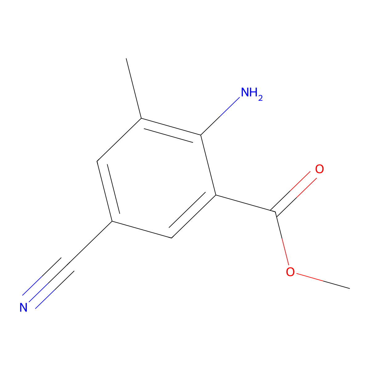 Methyl 2-amino-5-cyano-3-methylbenzoate molecular structure, CAS 1032667-87-0