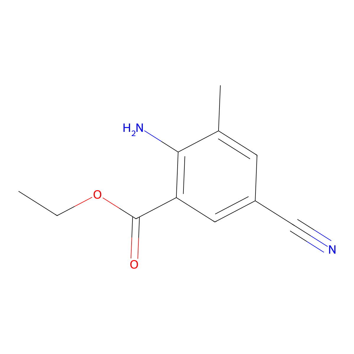 Ethyl 2-amino-5-cyano-3-methylbenzoate molecular structure, CAS 1032667-90-5