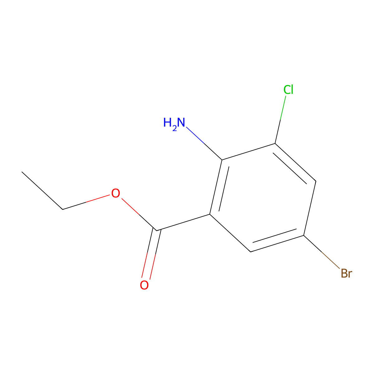 Ethyl 2-amino-5-bromo-3-chlorobenzoate molecular structure, CAS 1032668-64-6