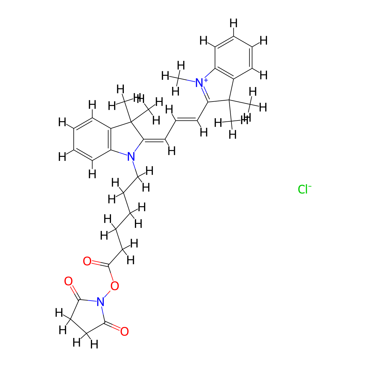 Cyanine3 NHS ester molecular structure, CAS 1032678-38-8