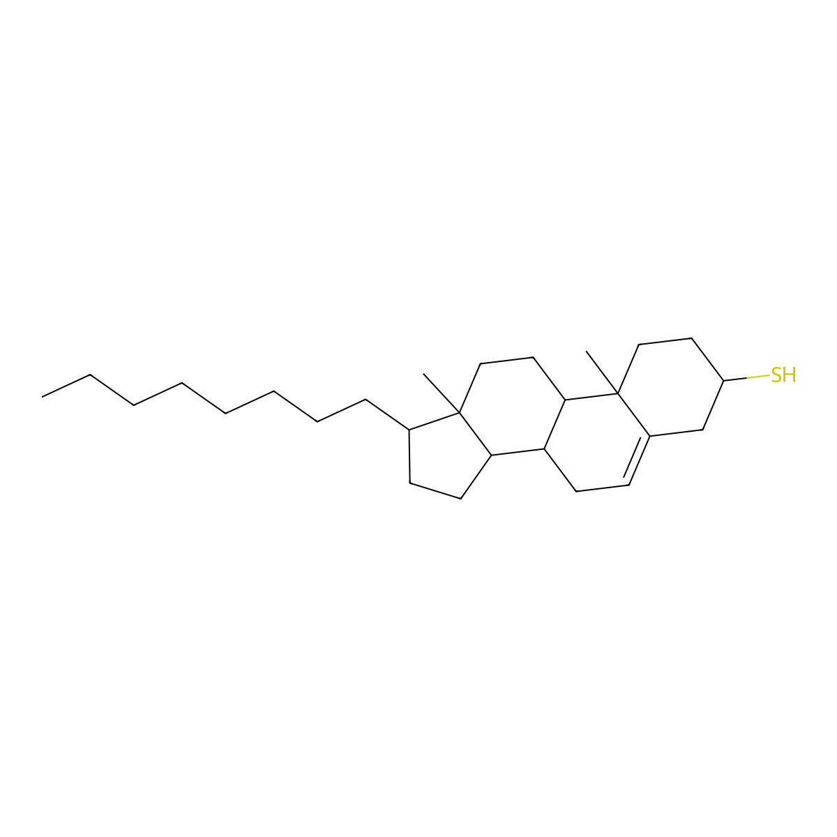 10,13-dimethyl-17-octyl-2,3,4,7,8,9,11,12,14,15,16,17-dodecahydro-1H-cyclopenta[a]phenanthrene-3-thiol molecular structure, CAS 1032684-16-4