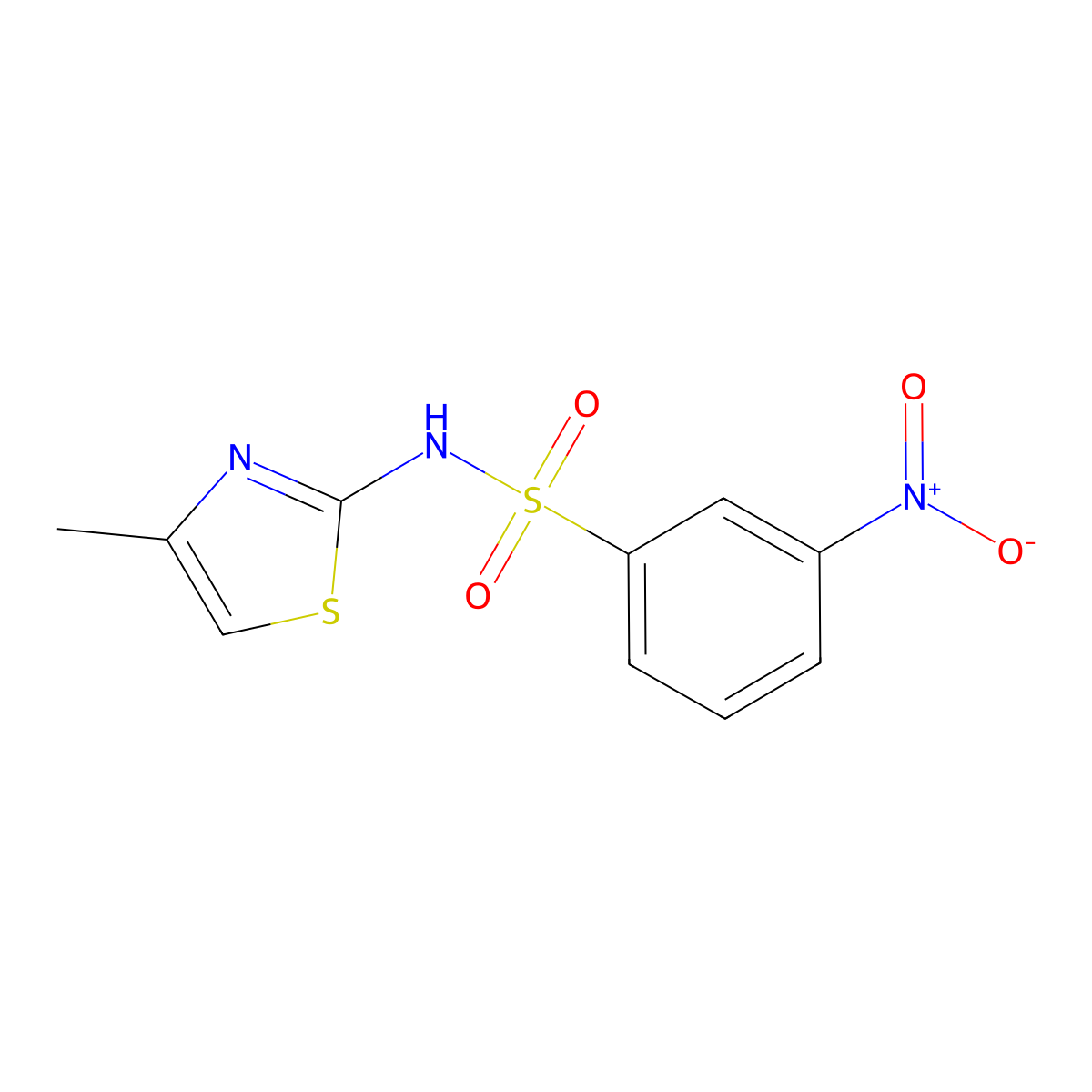 Benzenesulfonamide, N-(4-methyl-2-thiazolyl)-3-nitro- molecular structure, CAS 103274-49-3