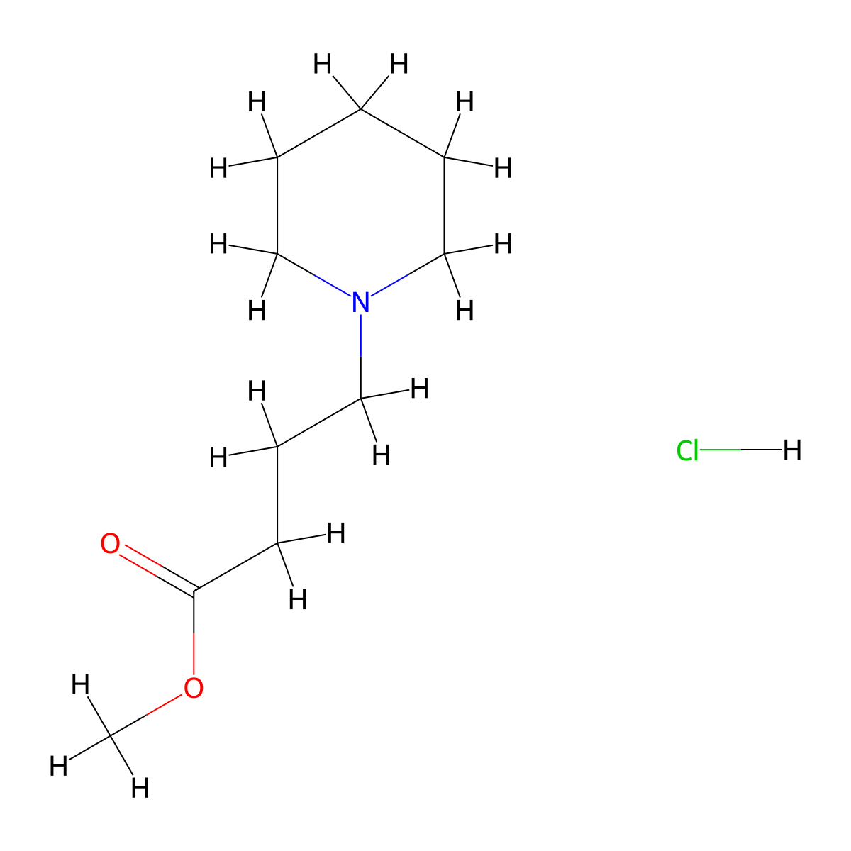 Methyl 4-(piperidin-1-yl)butanoate hydrochloride molecular structure, CAS 103274-90-4