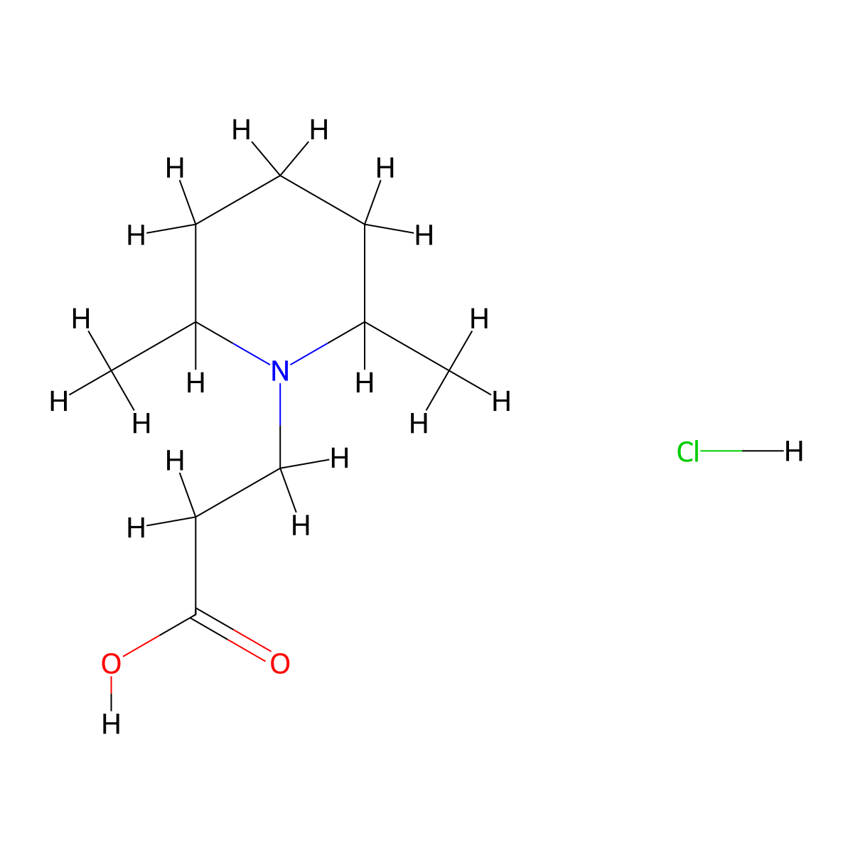 3-(2,6-Dimethylpiperidino)propionic acid hydrochloride molecular structure, CAS 103274-93-7