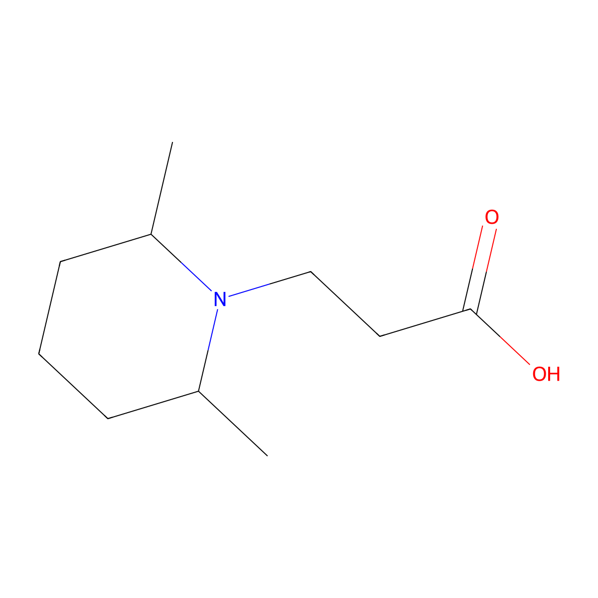 3-(2,6-Dimethylpiperidin-1-yl)propanoic acid molecular structure, CAS 103274-94-8